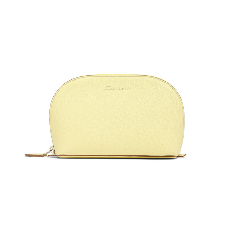 Yellow tumbled leather pouch 1