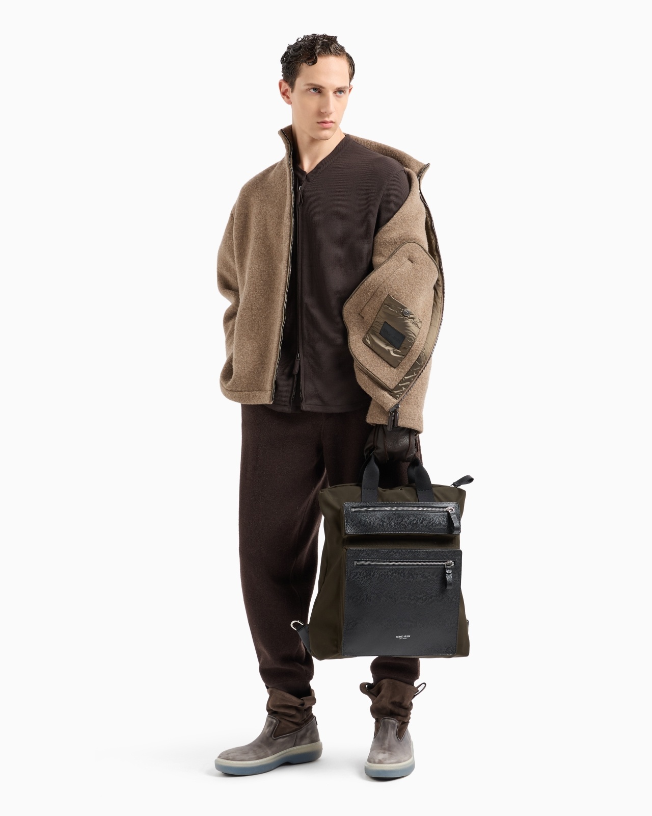 ASV CONVERTIBLE SHOPPER BAG IN NYLON AND PEBBLED LEATHER - 6