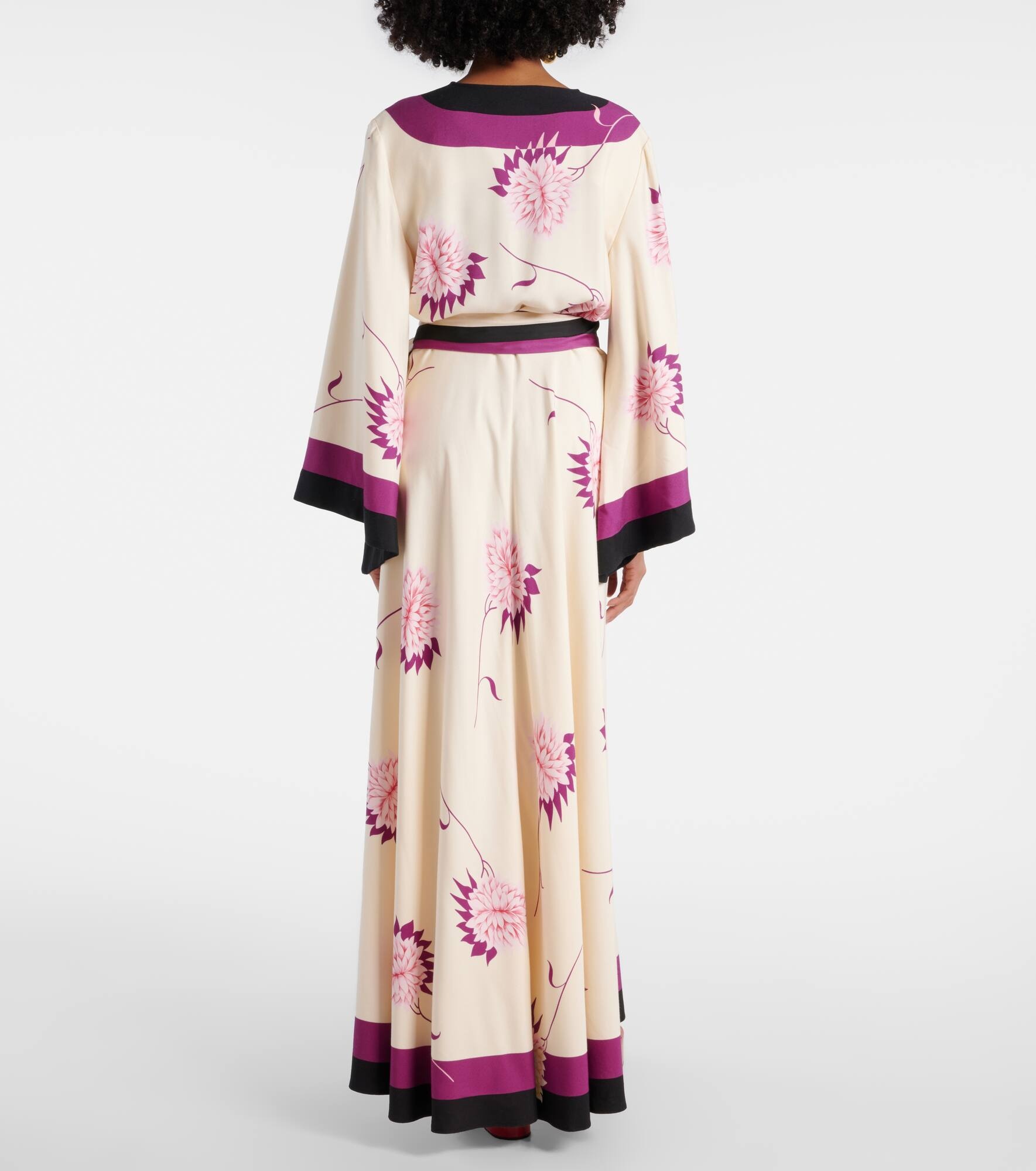 Floral silk twill wrap dress - 3
