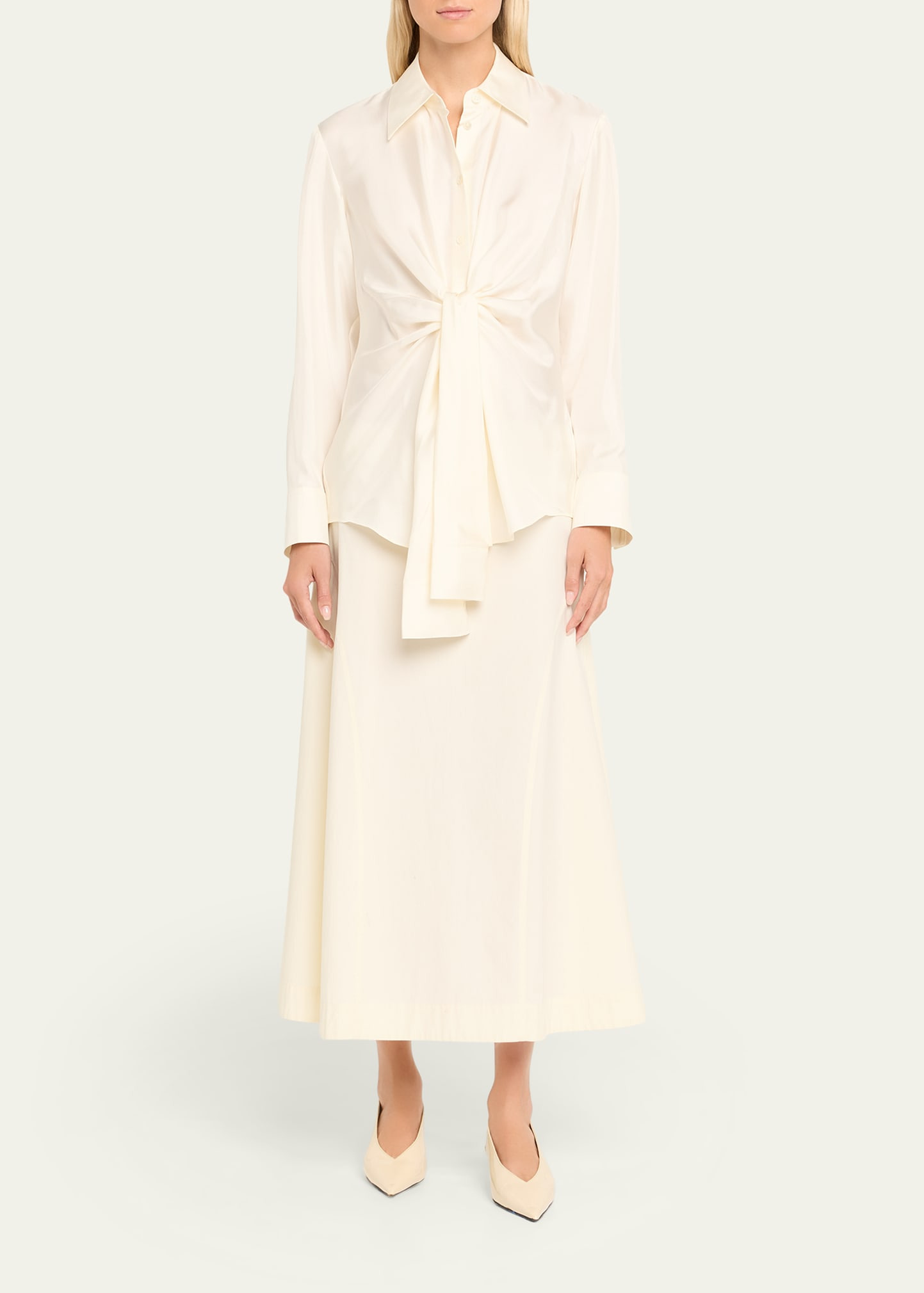 Long-Sleeve Silk Knot Shirt - 2