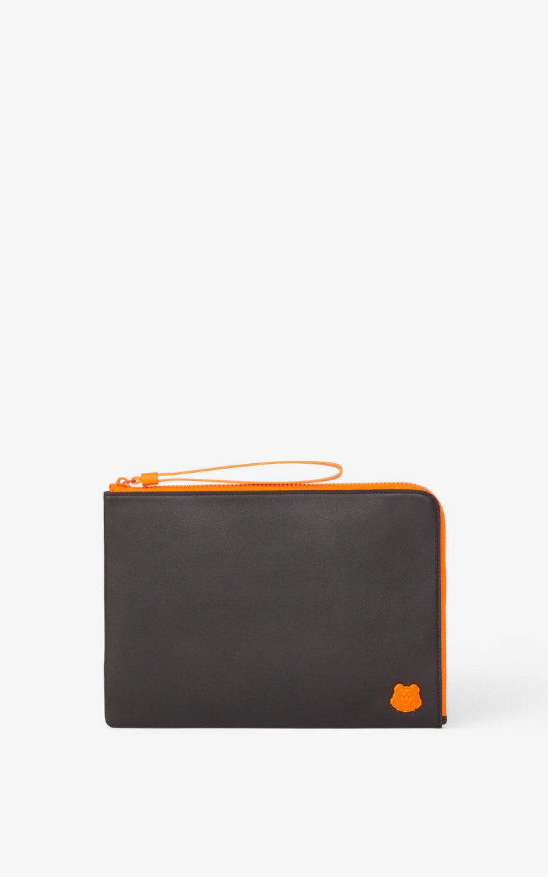 Tiger Crest large leather pouch 1