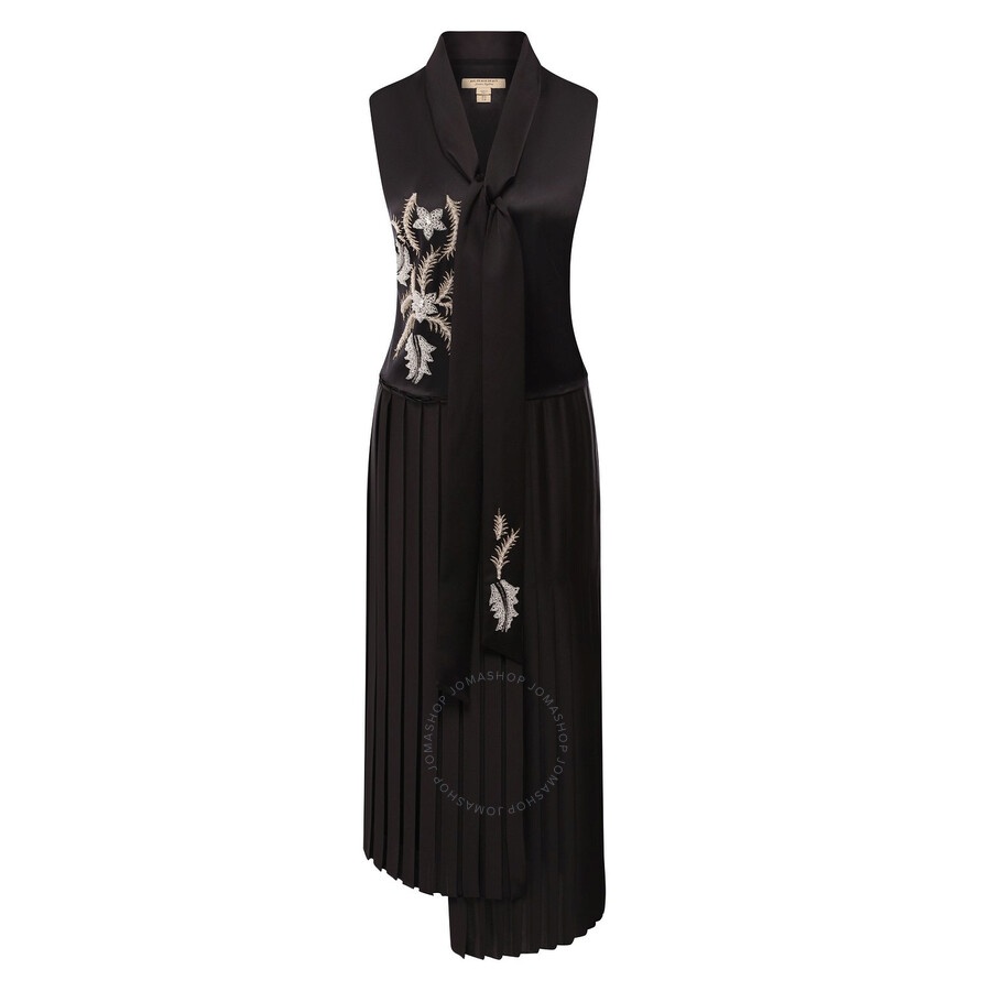 Burberry Ladies Flor Embroidered Asymmetrical Pleated Dress - 7