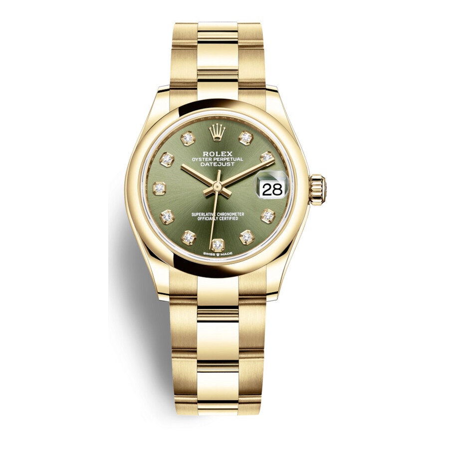 Rolex Datejust 31 Olive Green Diamond Dial Automatic Ladies 18kt Yellow Gold Oyster Watch 278248GNDO - 1