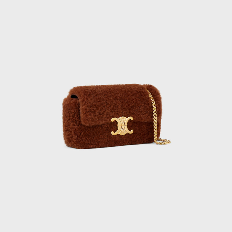 CELINE CHAIN SHOULDER BAG CLAUDE in SHEARLING outlook