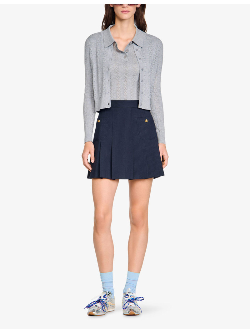 Sandro Pointelle Knitted Wool Cardigan outlook
