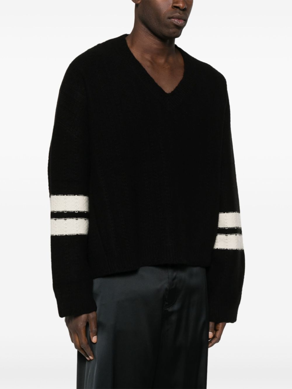 striped asymmetric sweater - 3