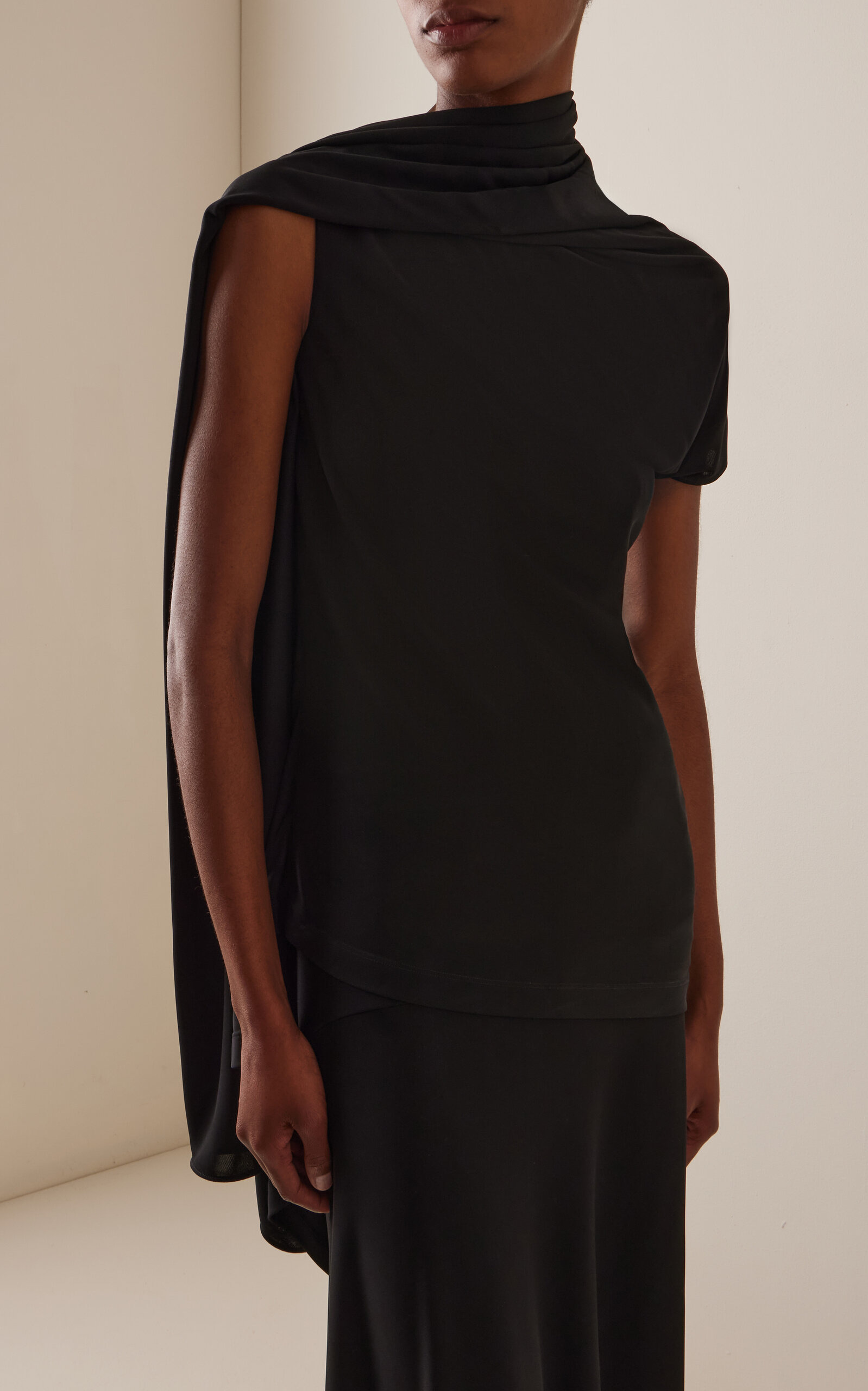 Isadra Draped Jersey Top black - 2