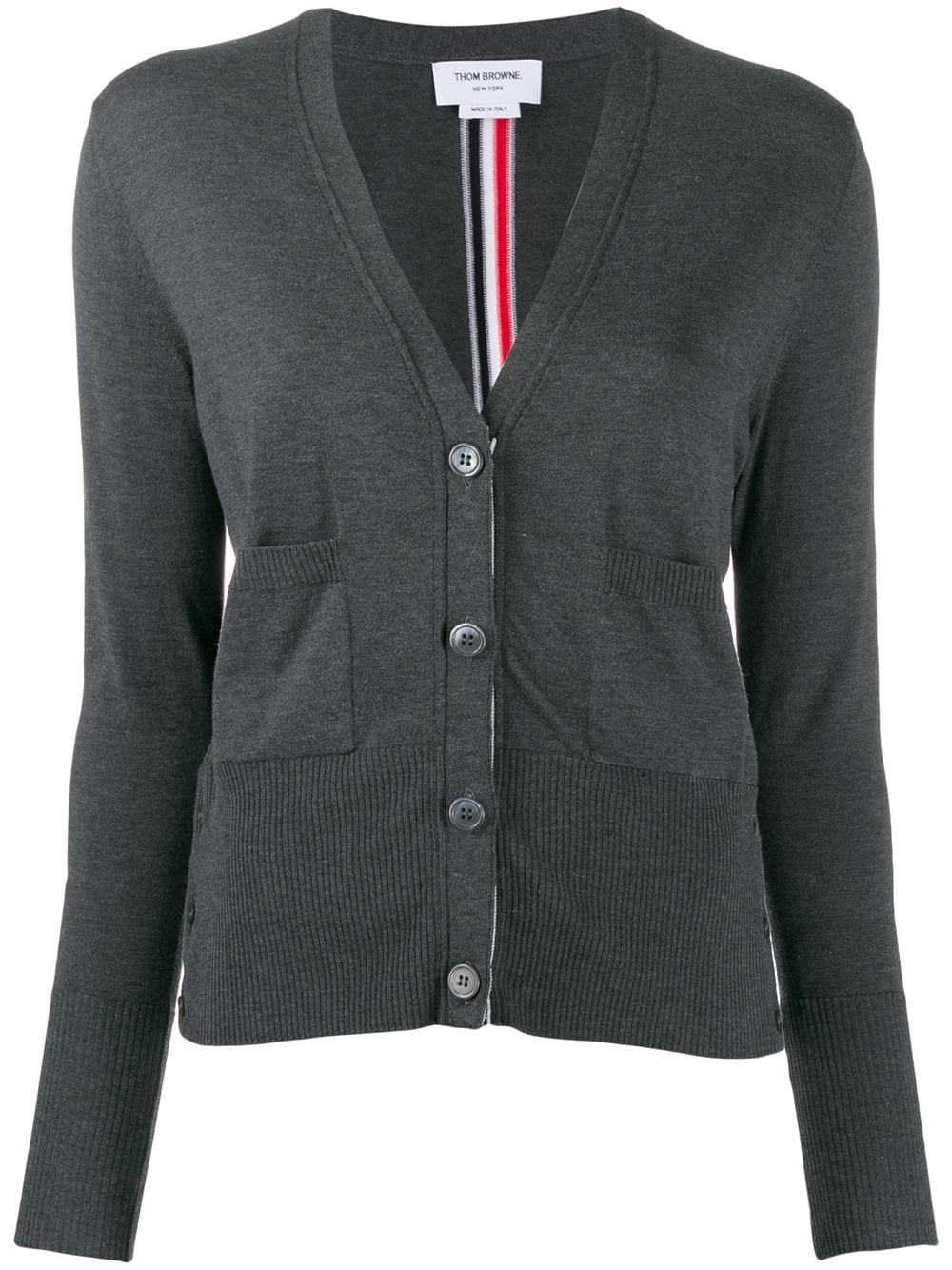 RWB-stripe V-neck cardigan - 1