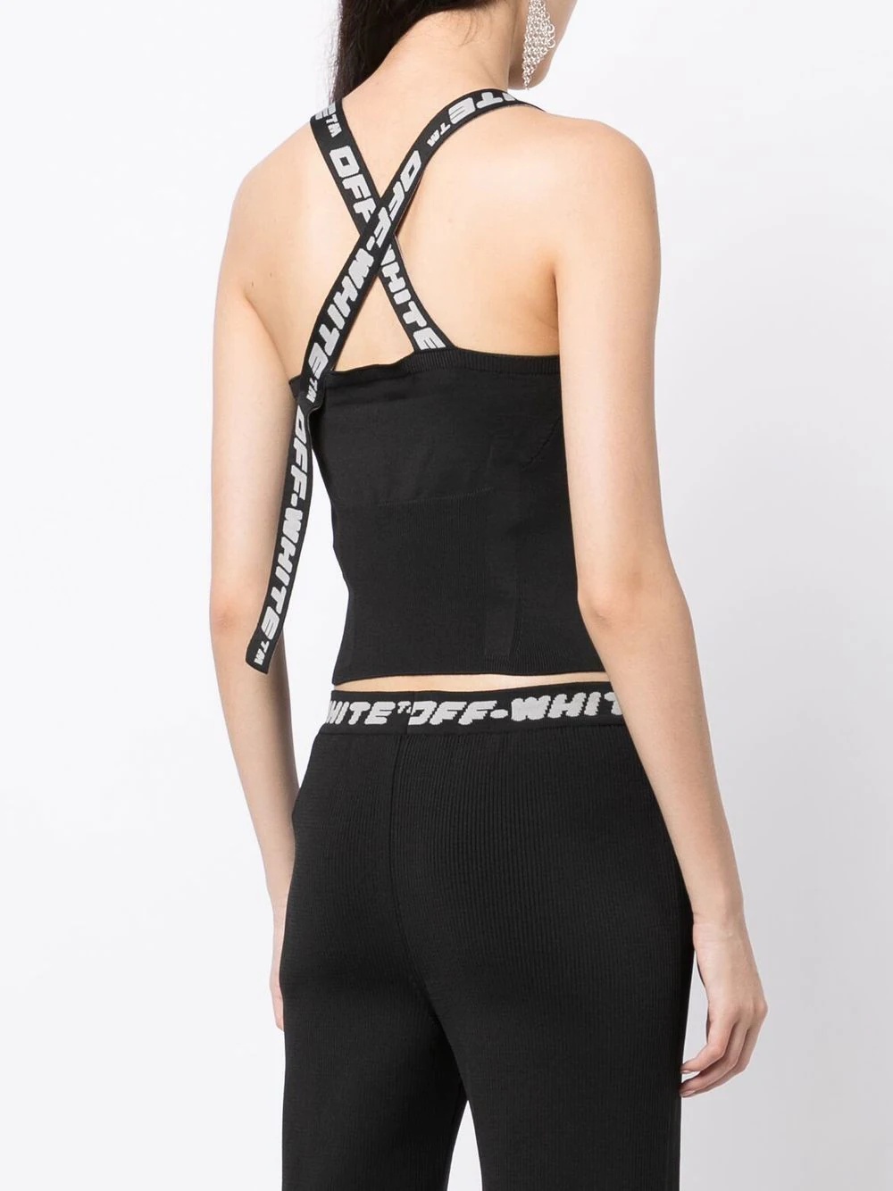 logo-tape knitted top - 4