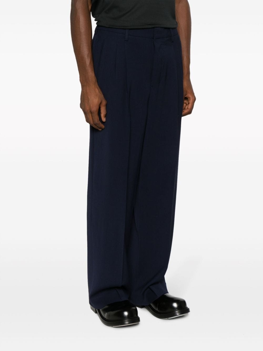 pleated wide-leg trousers - 3