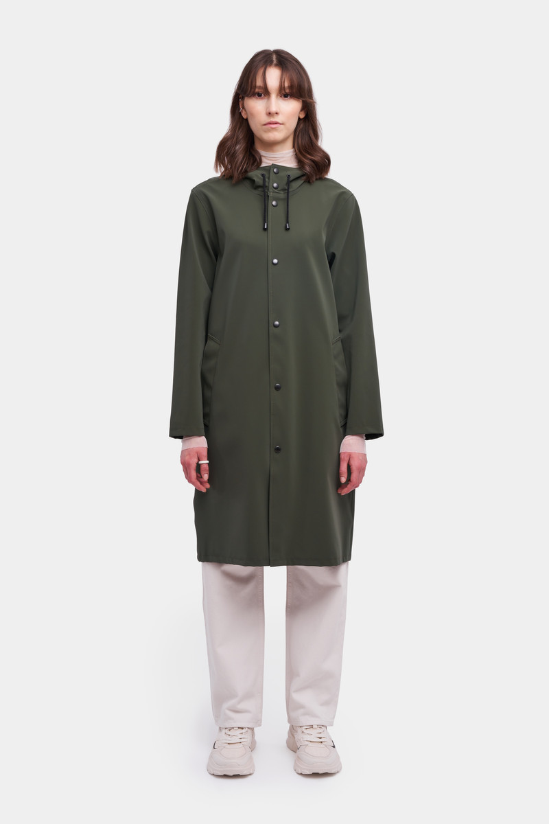 Stutterheim Stockholm Long Matte Print Raincoat Dark Green outlook