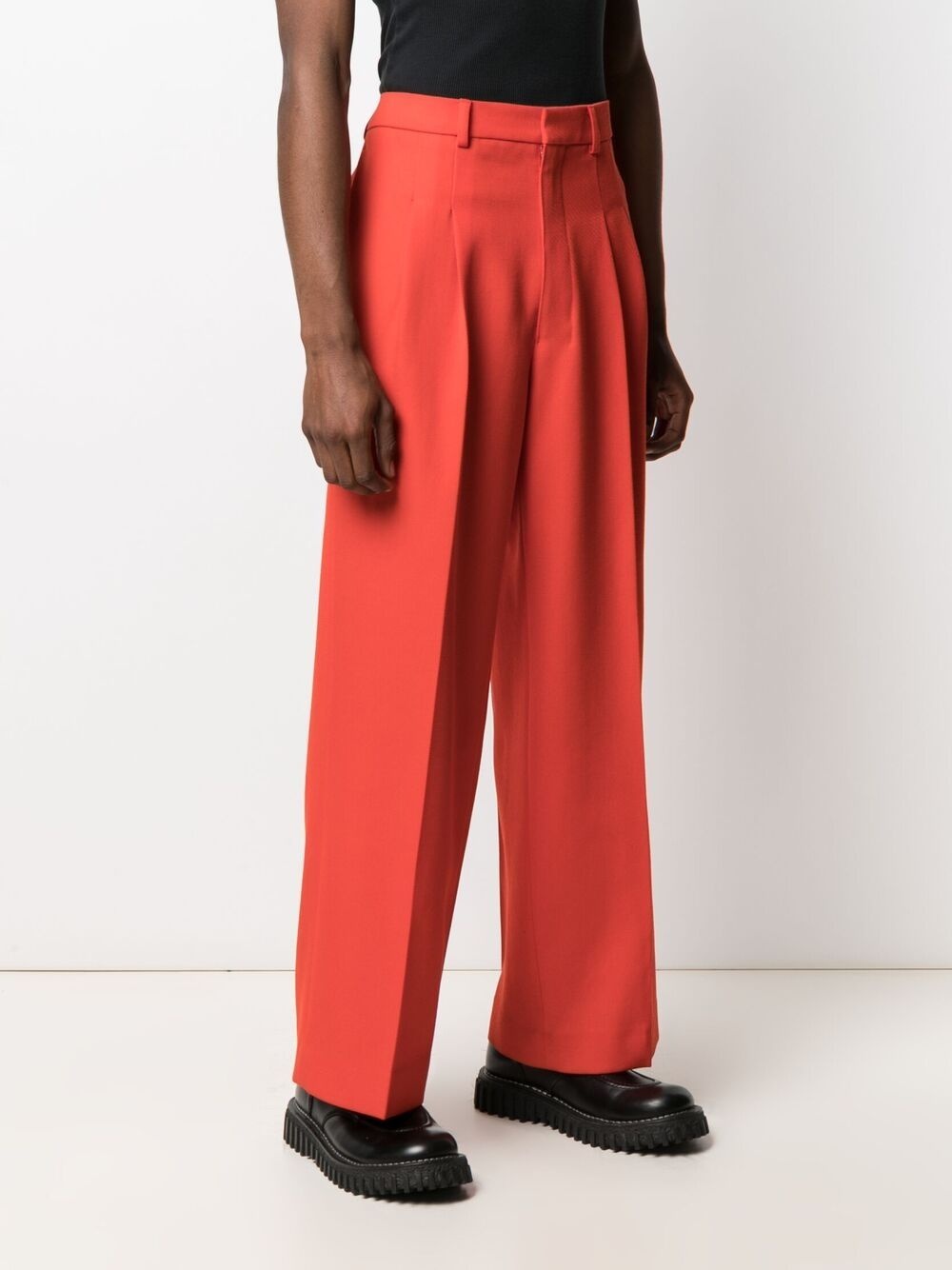 front-pleat wide-leg trousers - 3