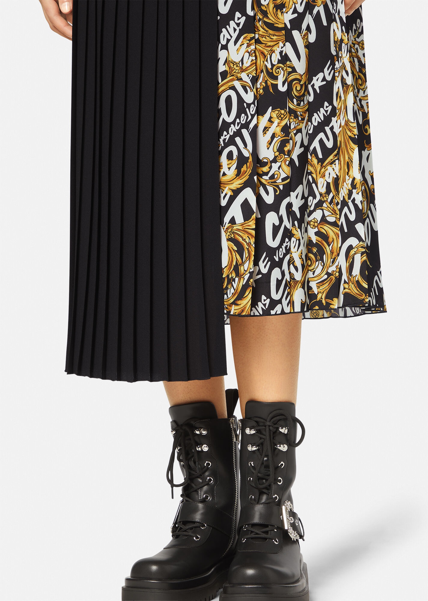 Logo Brush Couture Pleated Midi Skirt - 5