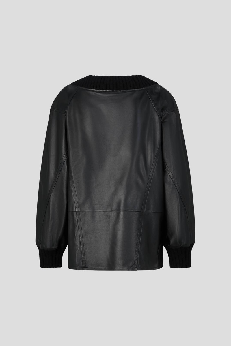 BOGNER JULA OVERSIZED LEATHER TOP IN BLACK outlook