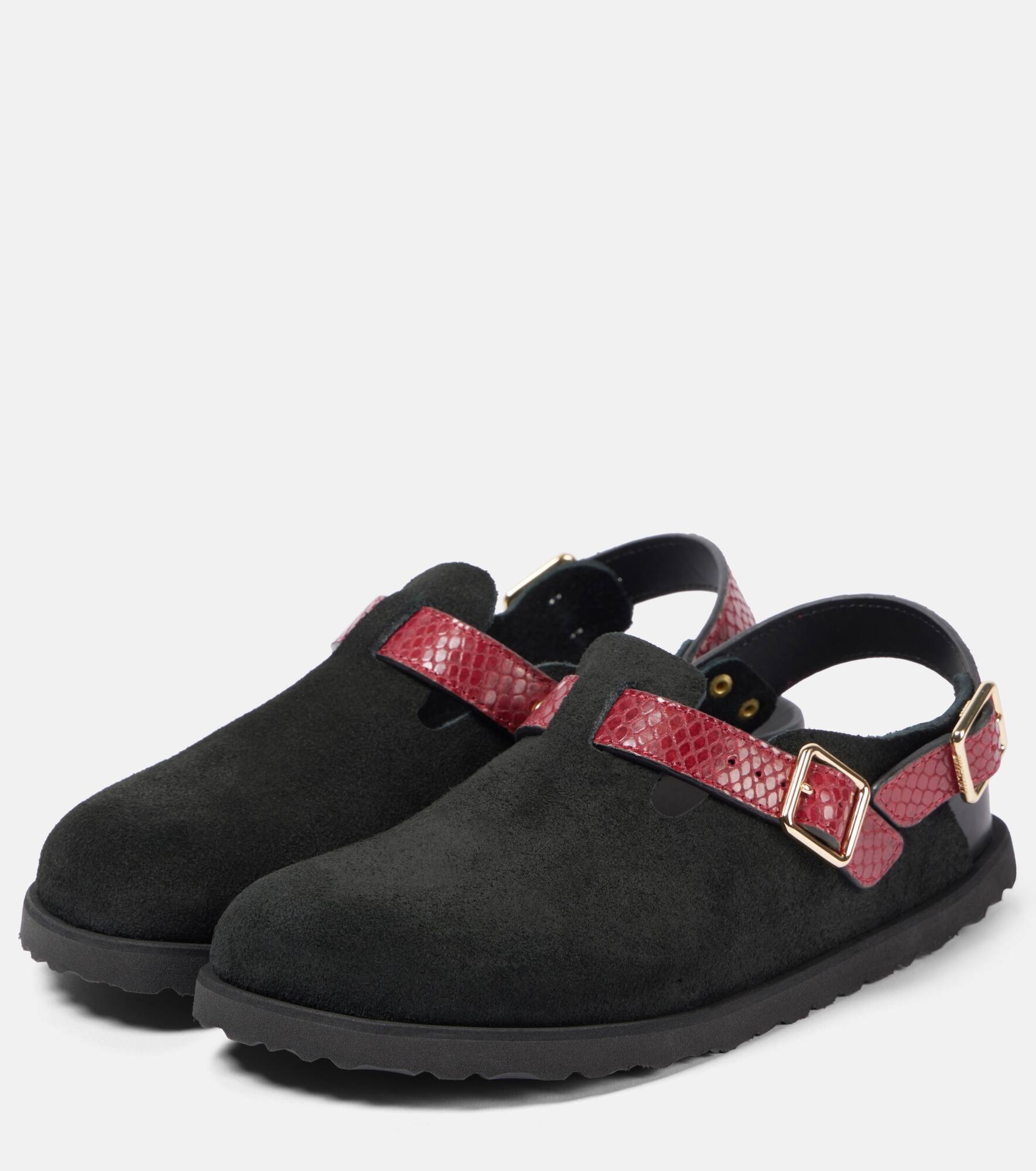 Tokio snake-effect suede clogs - 4