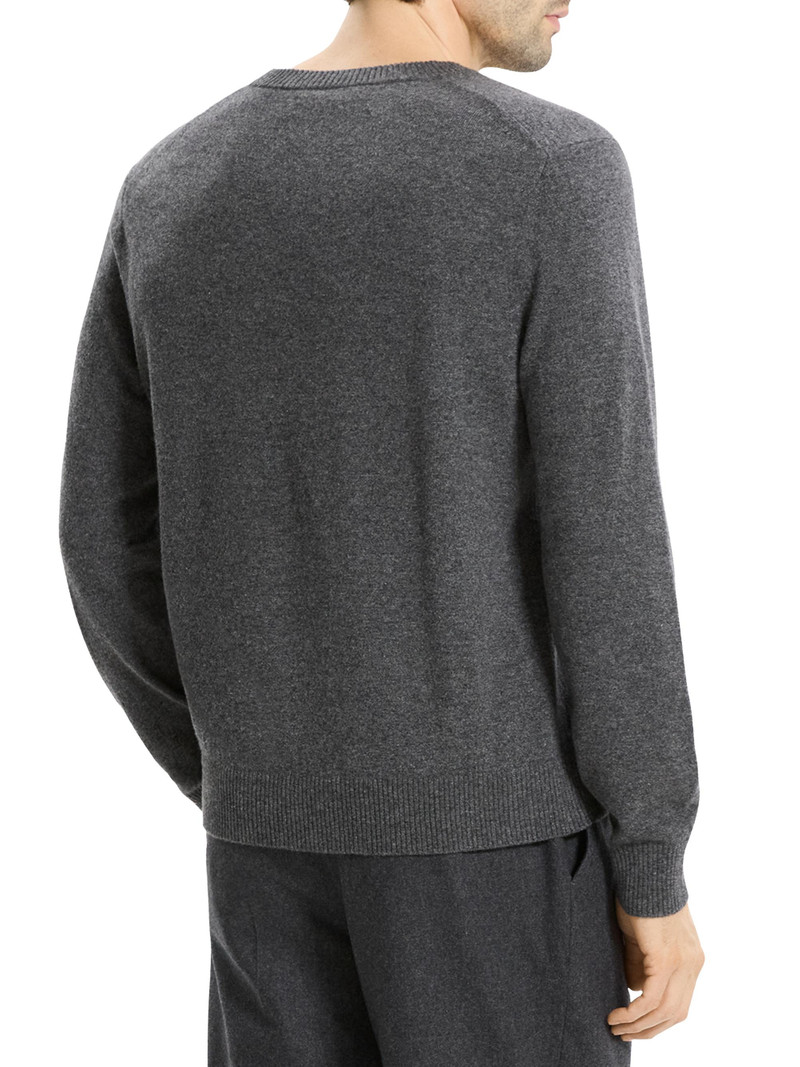 Men's Hilles Cashmere Crewneck Sweater - Charcoal Melange 6
