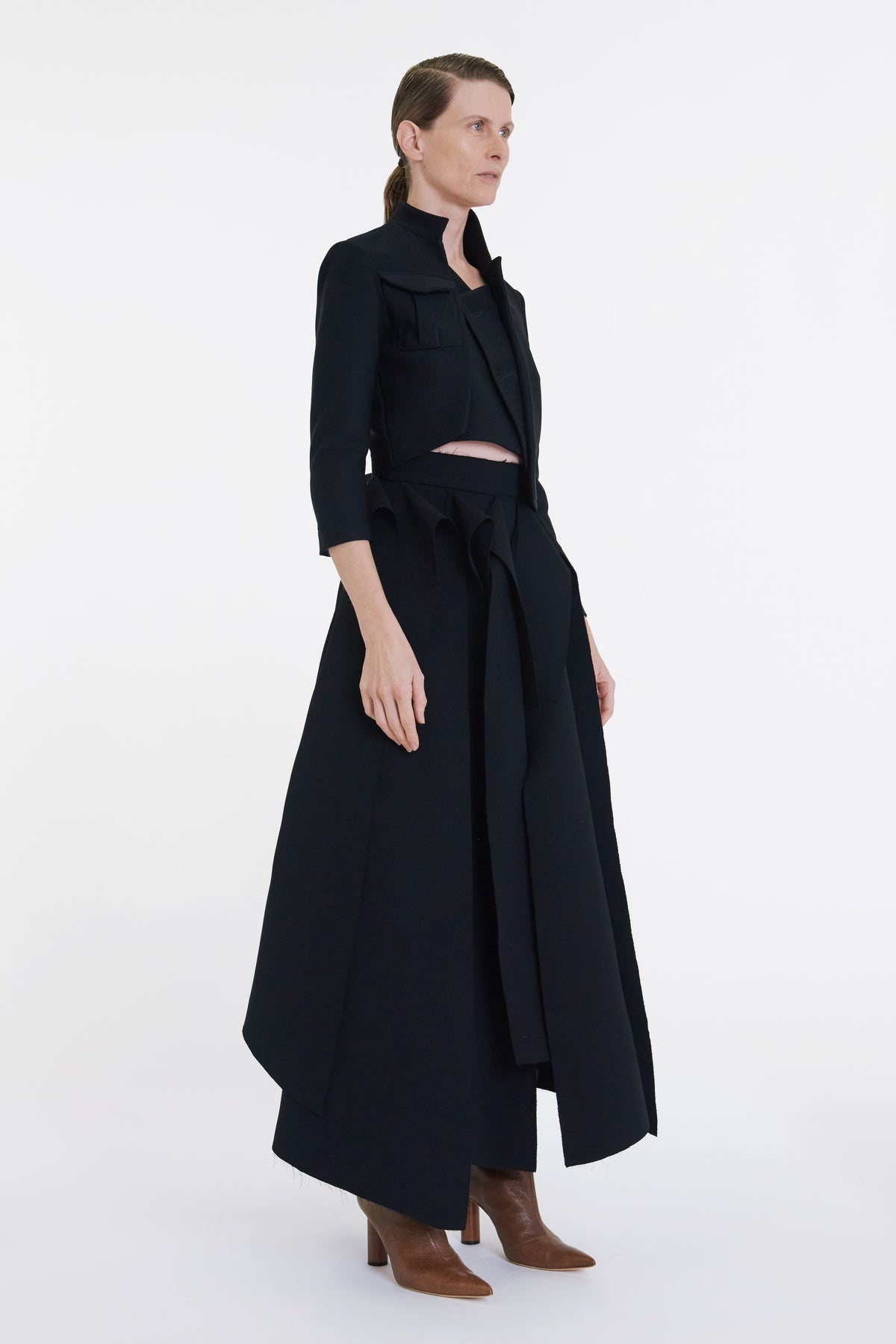CROPPED ASYMMETRIC JACKET BLACK - 6
