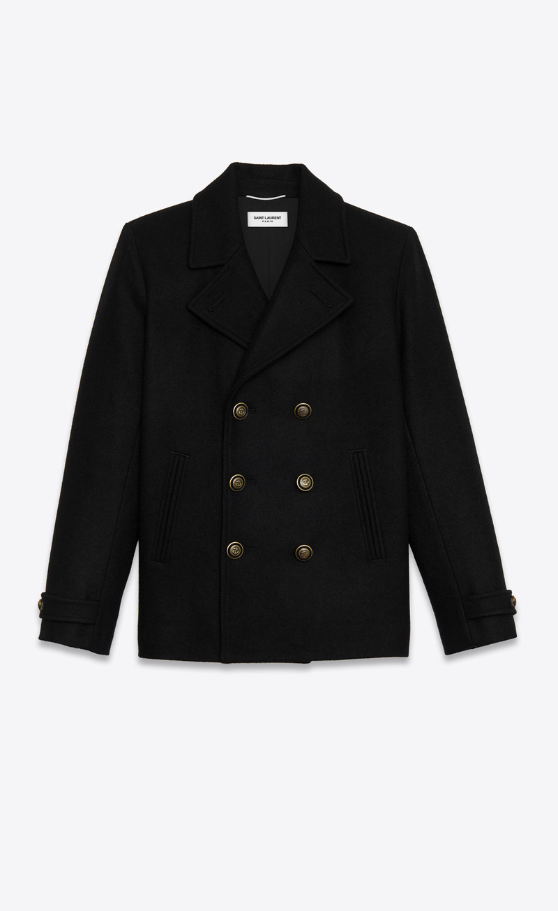 double-breasted peacoat in sablé wool felt 1