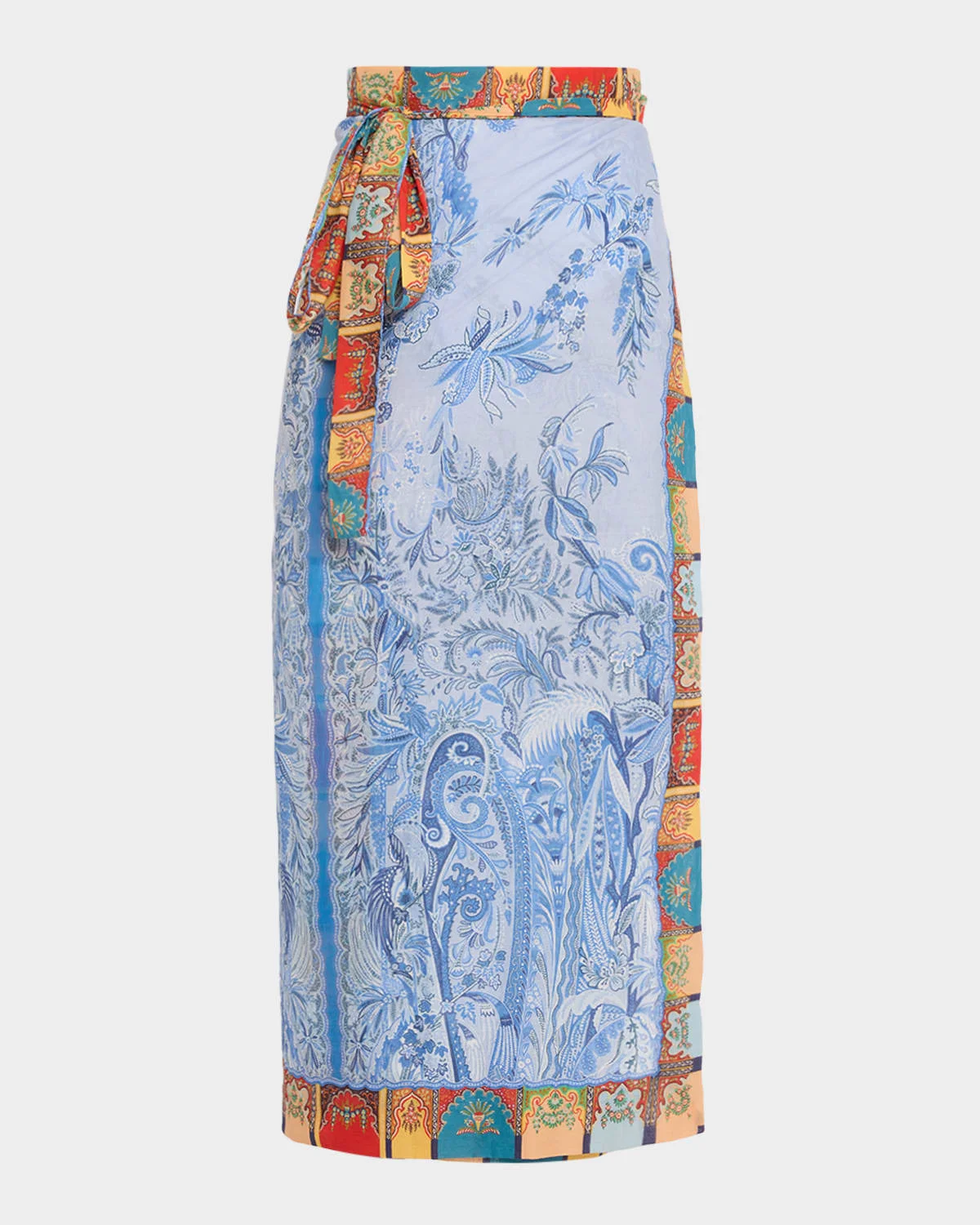 Paisley Wrap Midi Skirt Coverup - 1