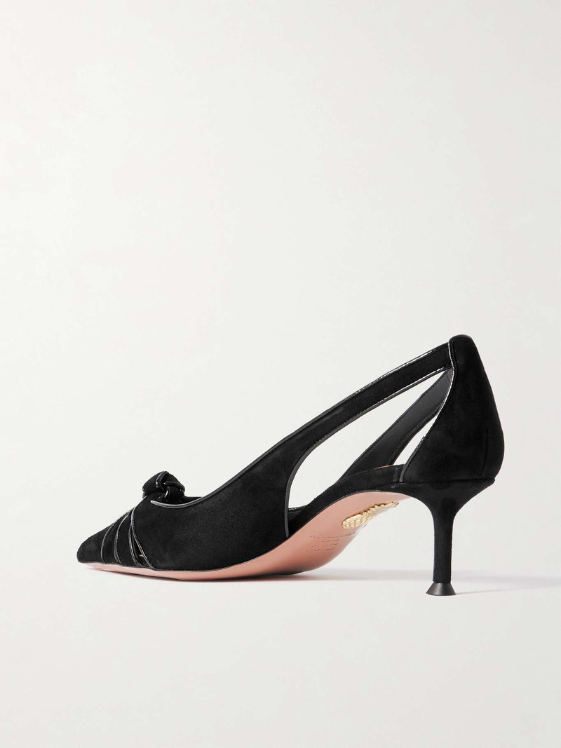 Premiere 50 cutout knotted suede and patent-leather pumps Black 3