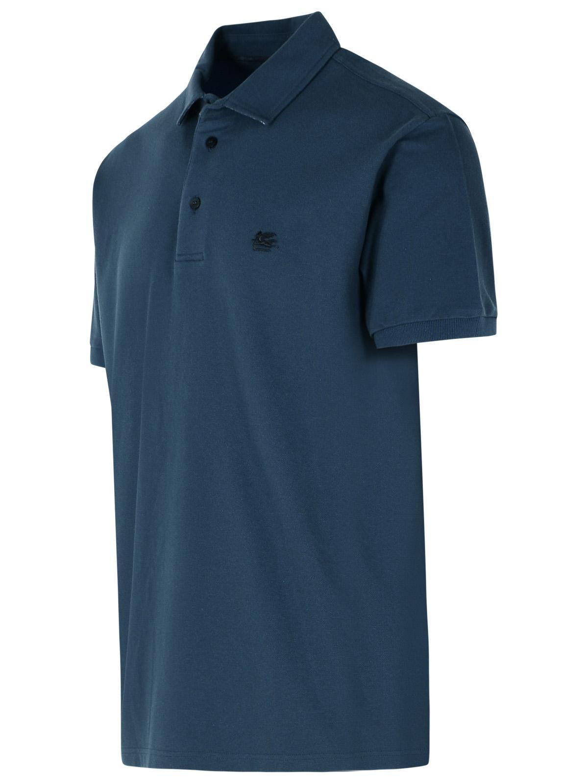 Etro 'Roma' Navy Cotton Polo Shirt Men - 2