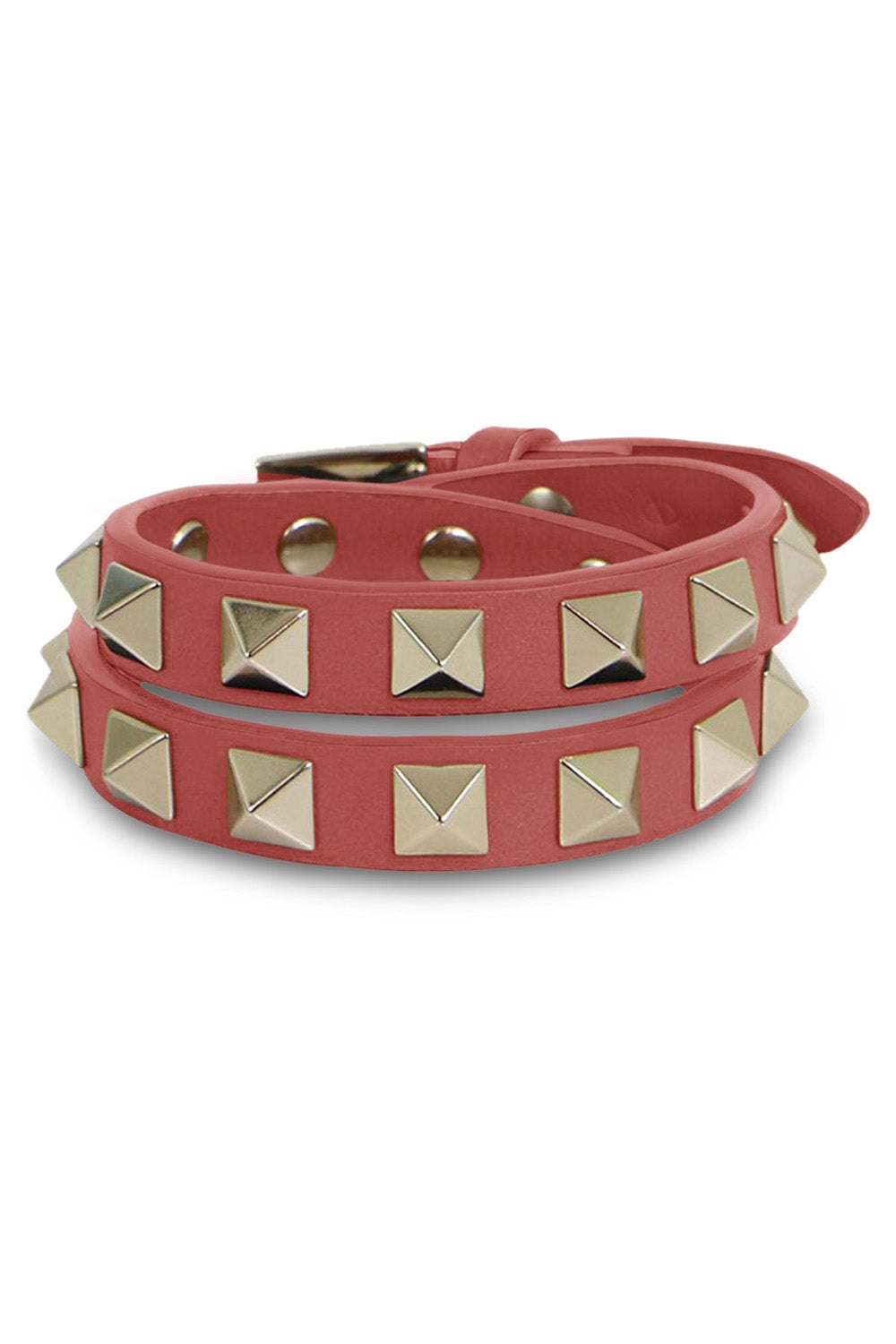 ROCKSTUD DOUBLE WRAP LEATHER BRACELET | GINGER BREAD - 1