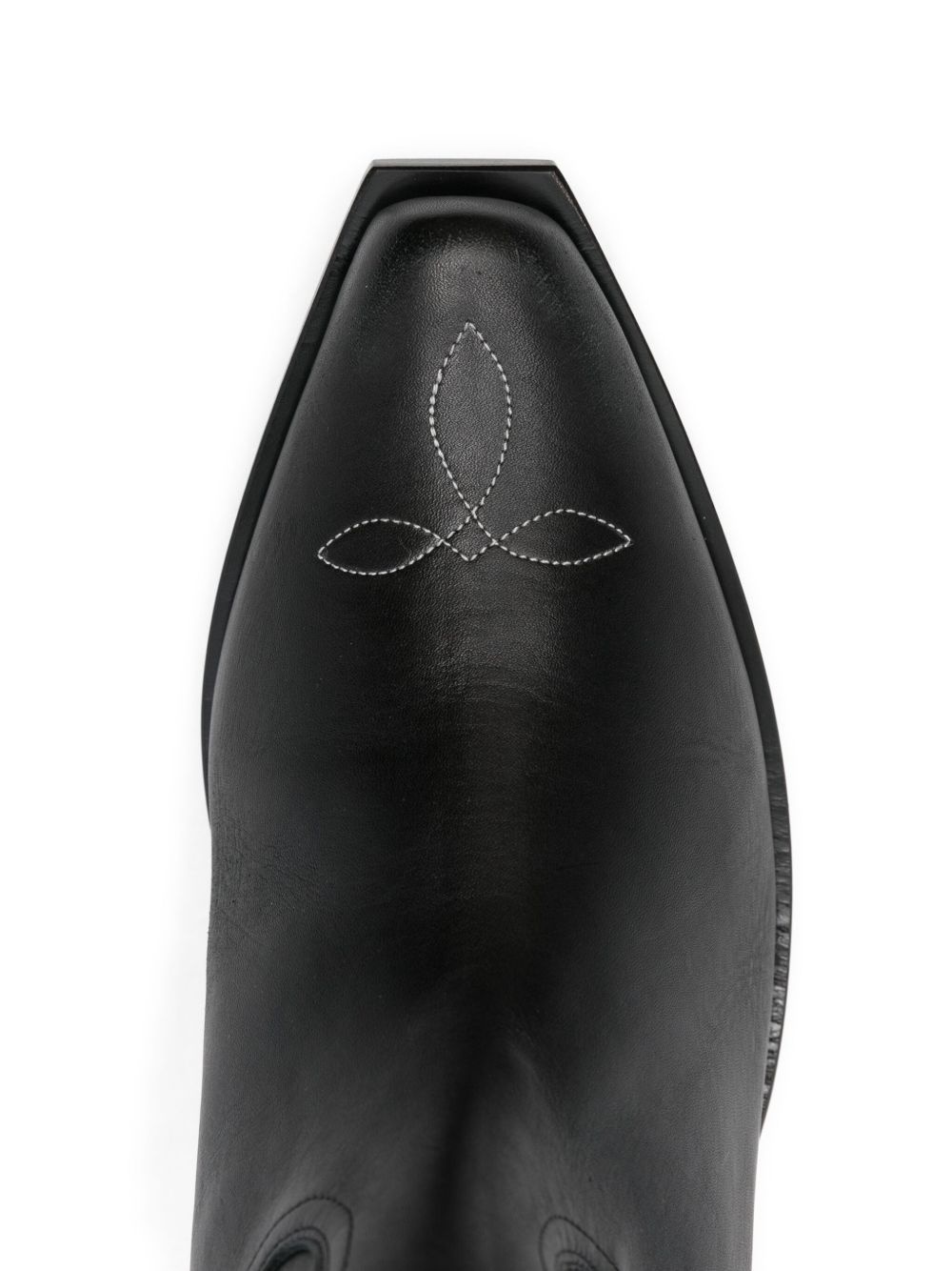 embroidered calf leather biker boots - 4