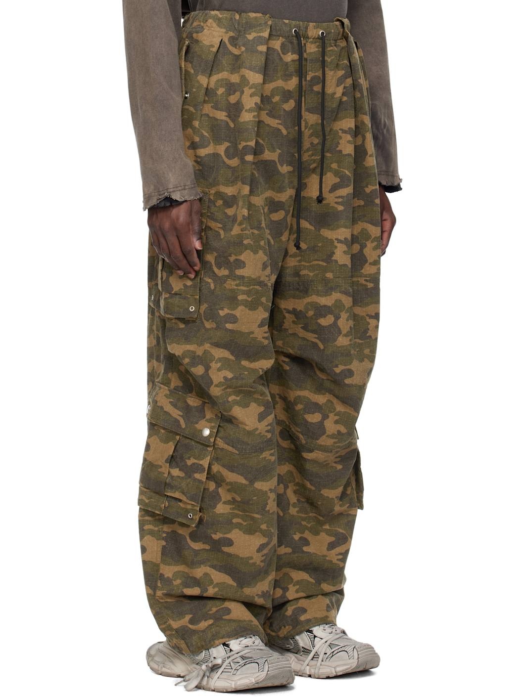 Brown Wide Leg Tucked Cargo Pants - 2