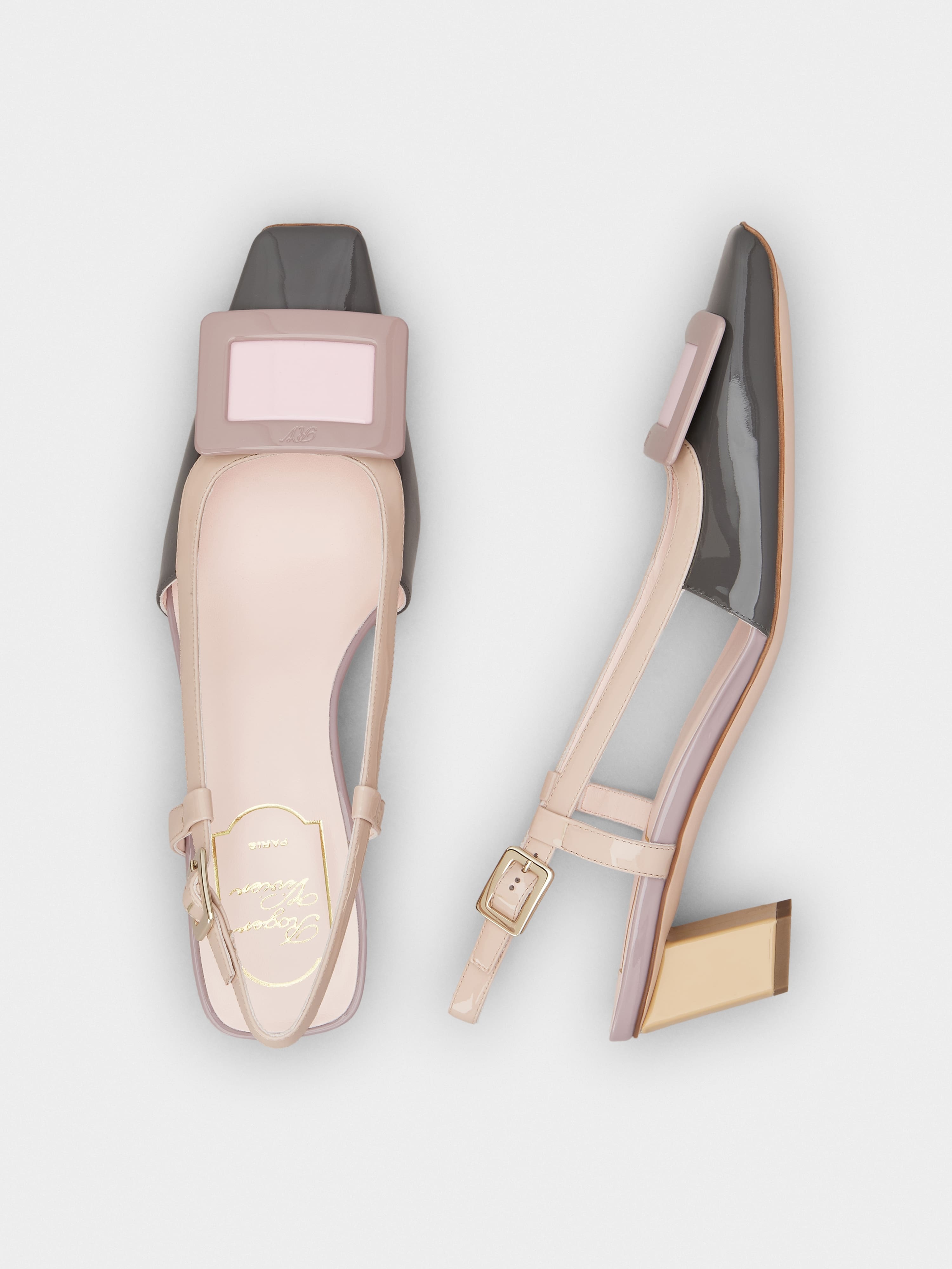 Belle Vivier Covered Buckle Slingback Pumps in Patent Leather - 4