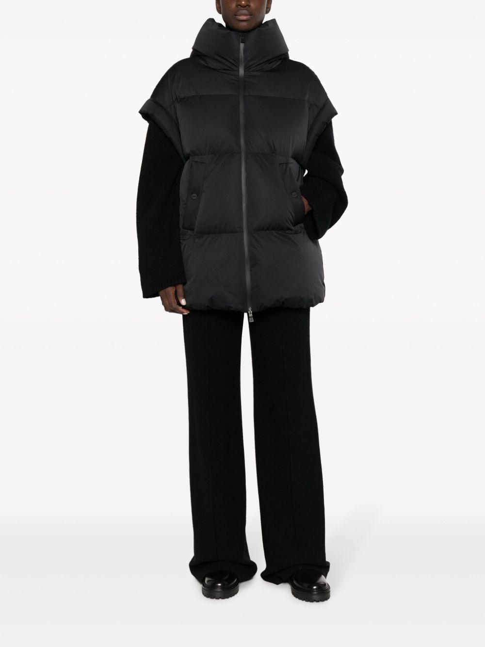 stand-up collar padded-design gilet - 4