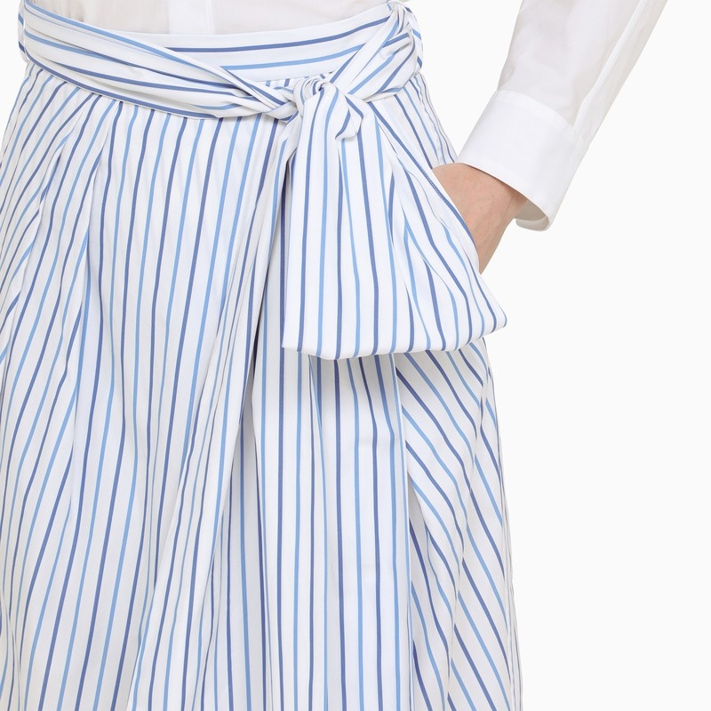 Dries Van Noten White Striped Blue Cotton Midi Skirt Women - 4