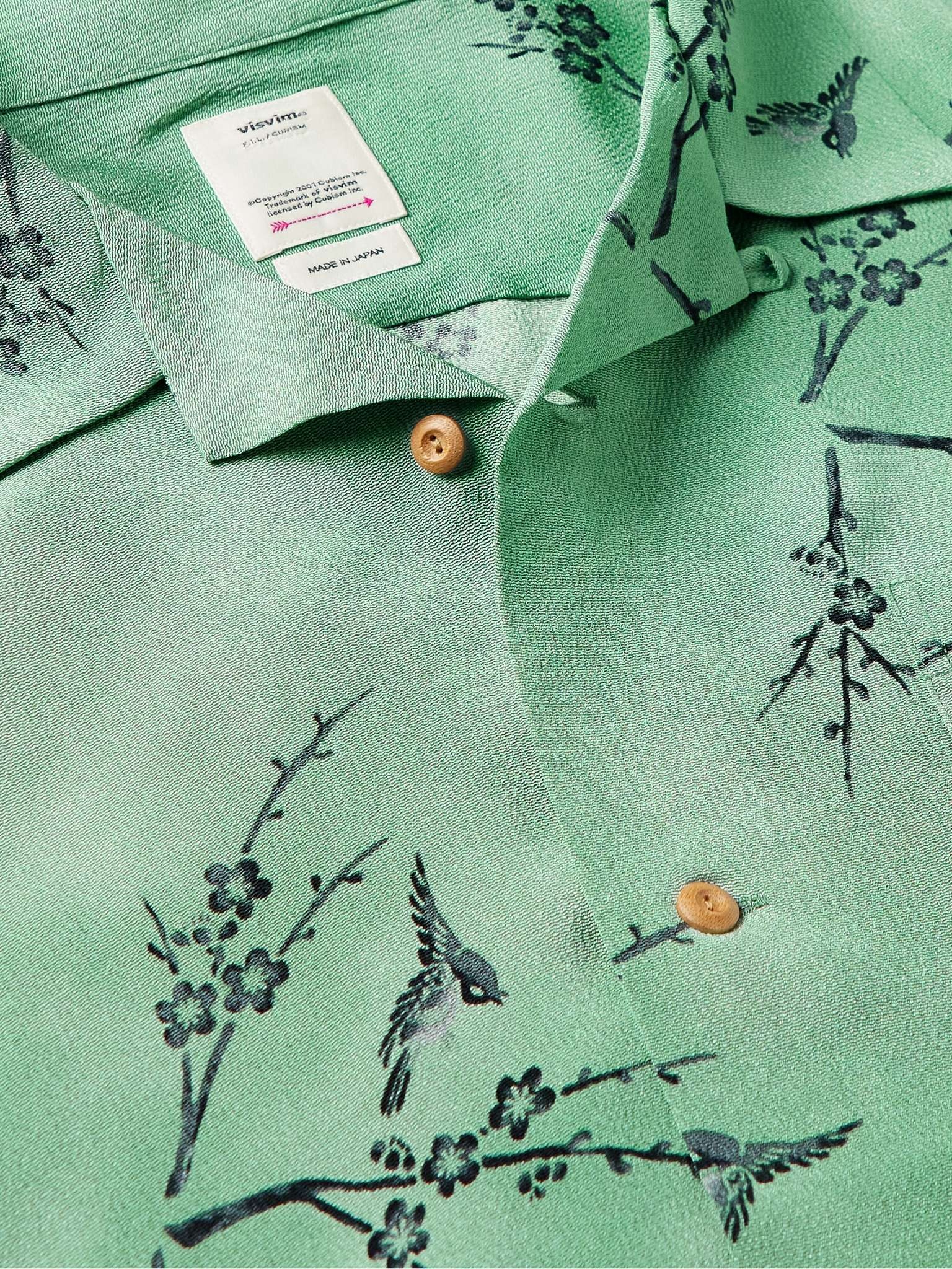 visvim Harmon Convertible-Collar Printed Silk-Cloqué Shirt