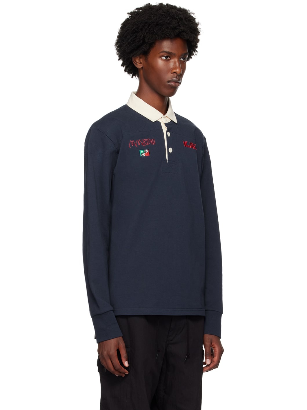 Navy Embroidered Rugby Polo - 2