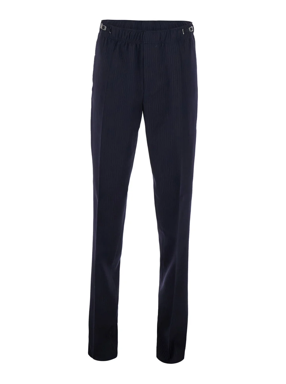 Givenchy Men Blue Pants With Elasticated Waist With Adjustable Buckles And All-Over Stripe Motif In - 1