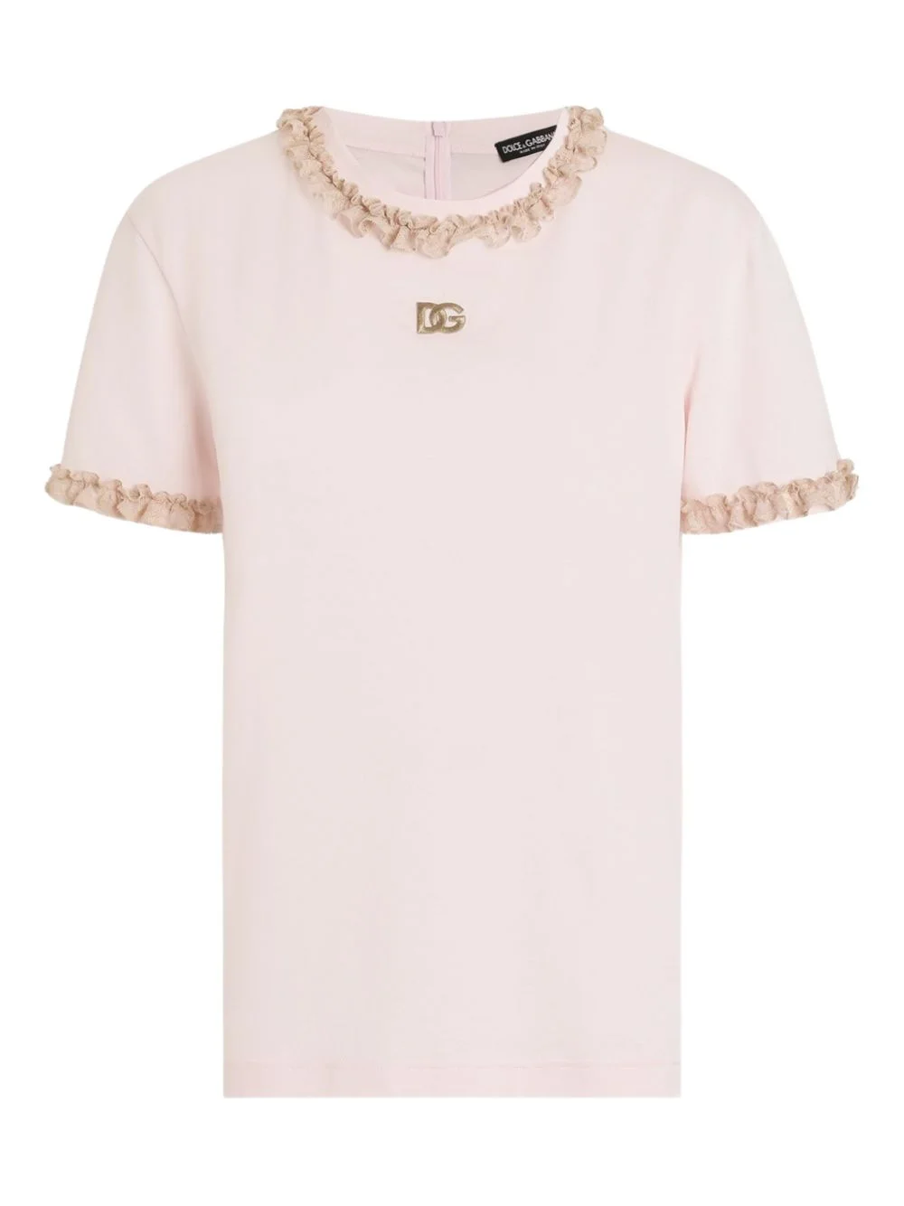 logo-embroidered ruffled T-shirt - 1