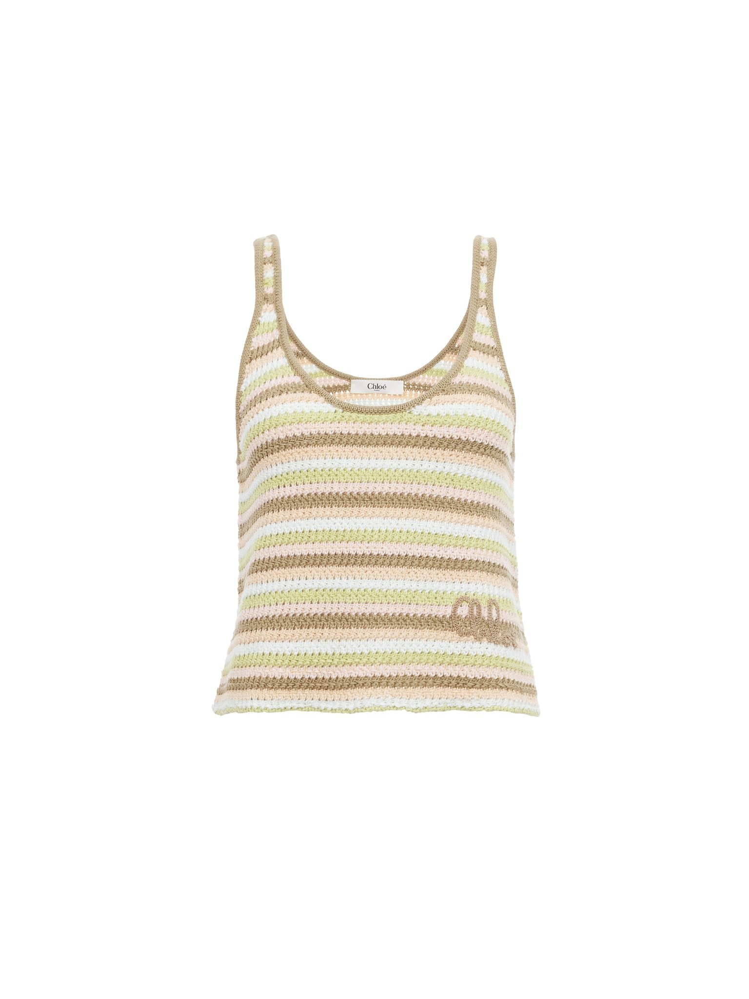 CROPPED LOGO TANK TOP IN A COTTON CROCHET KNIT - 1