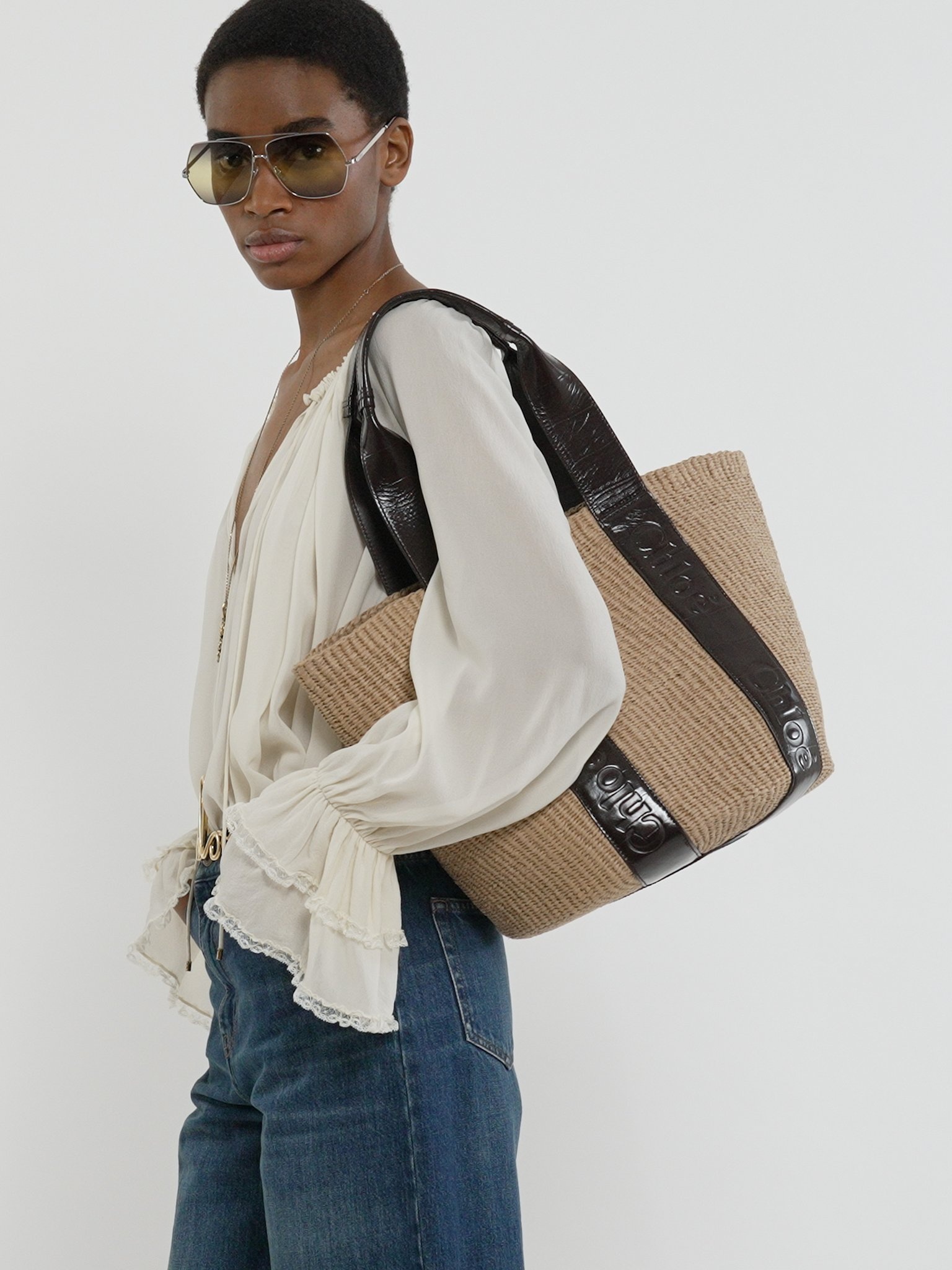 LARGE WOODY TOTE BAG IN FAIR-TRADE NATURAL FIBERS - 4