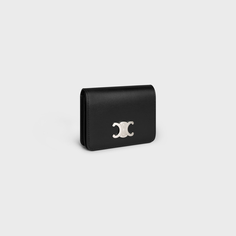 CELINE TRIOMPHE COMPACT WALLET in Shiny calfskin outlook