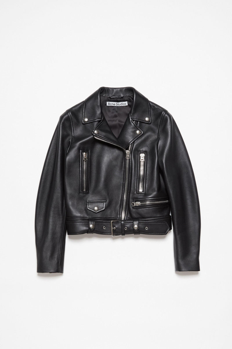 Leather biker jacket - Black - 1