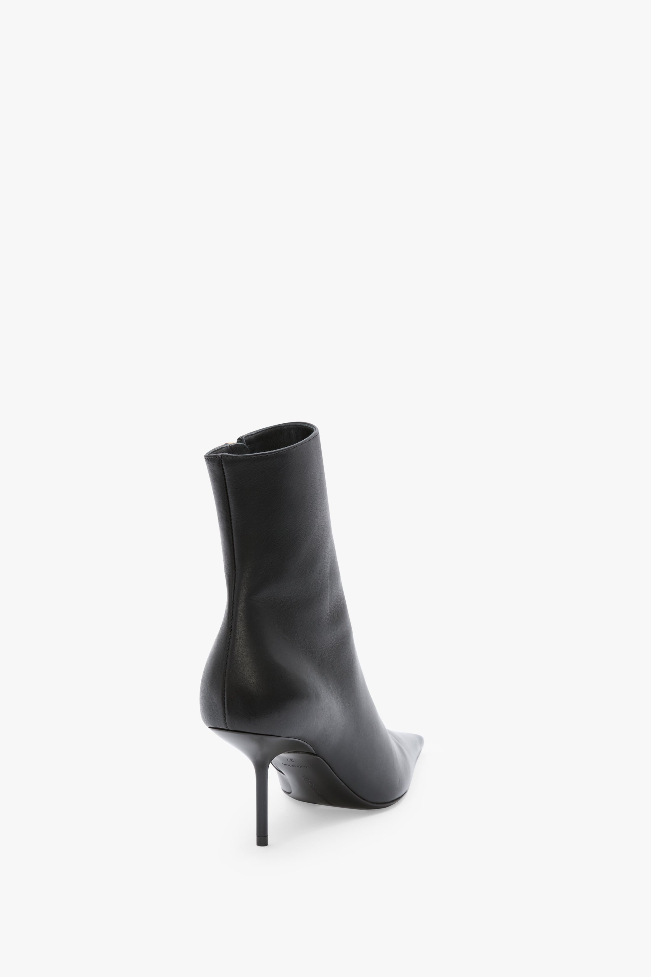 Sloan Stiletto Ankle Boot In Black Smooth Leather - 3