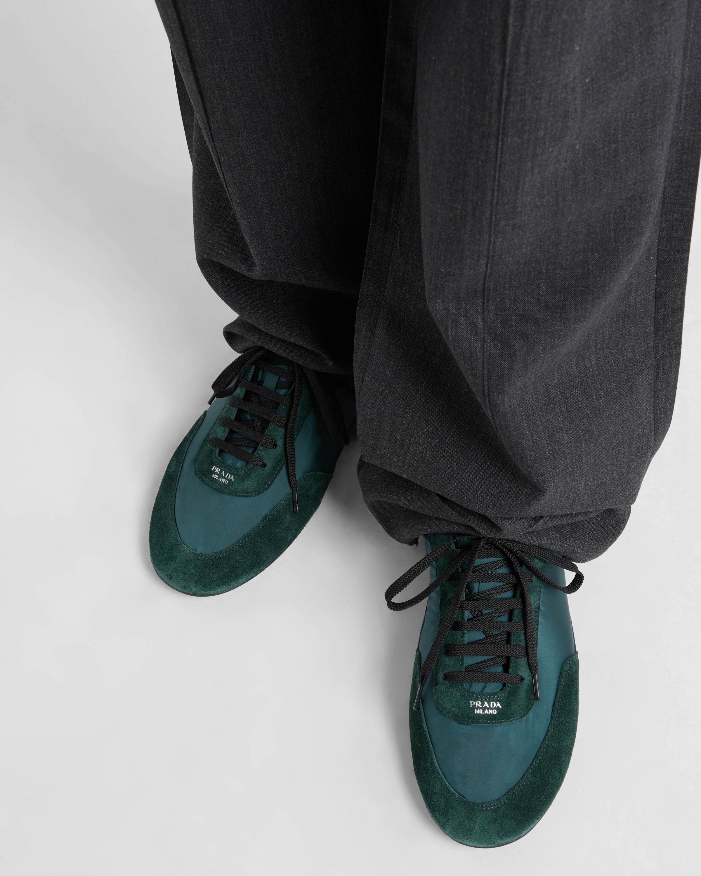 Collapse Re-Nylon and suede elasticized sneakers - 3