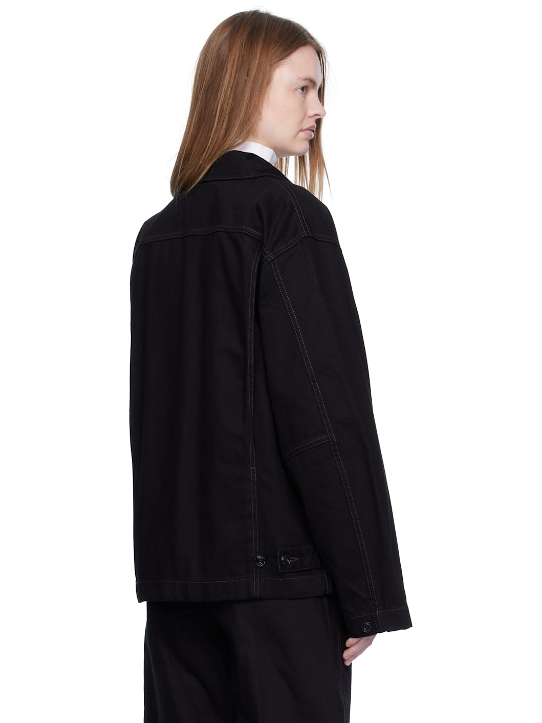 Black Boxy Denim Jacket - 3