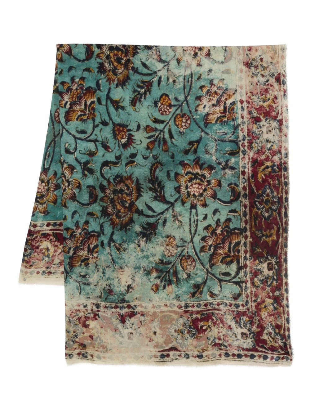 floral-patterned silk scarf - 1