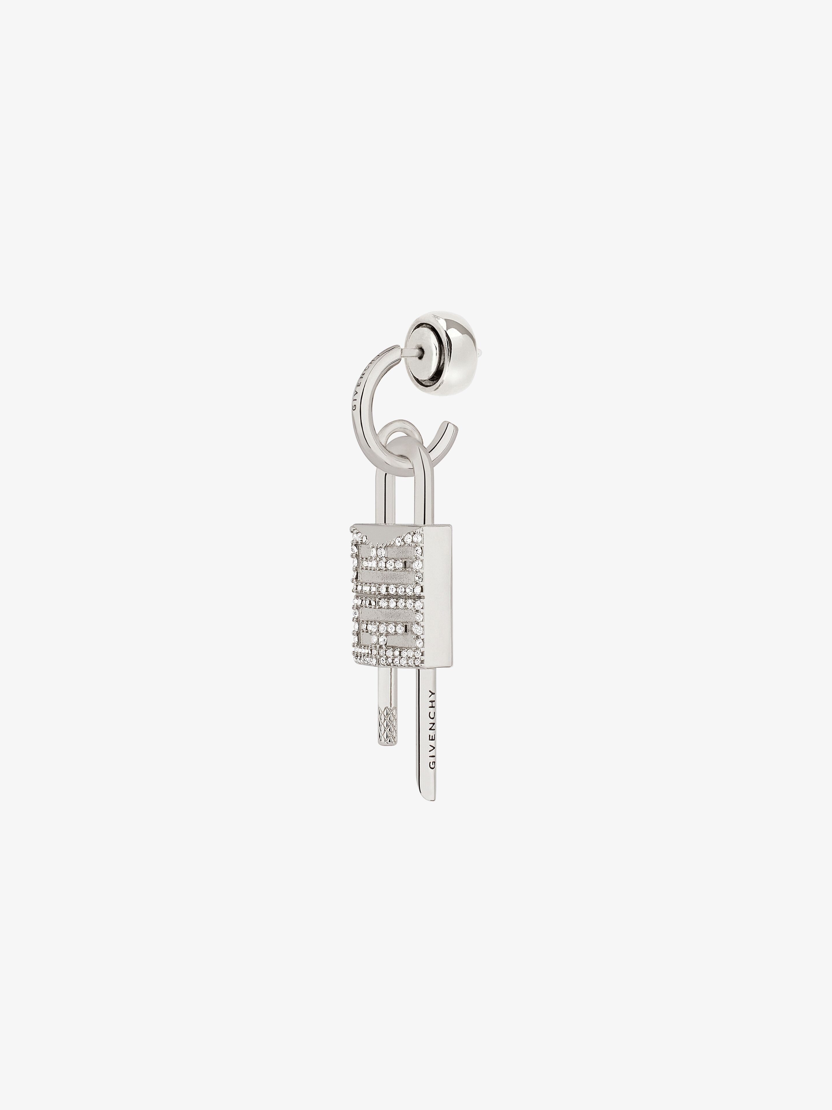 LOCK EARRING IN METAL WITH CRYSTALS - 2