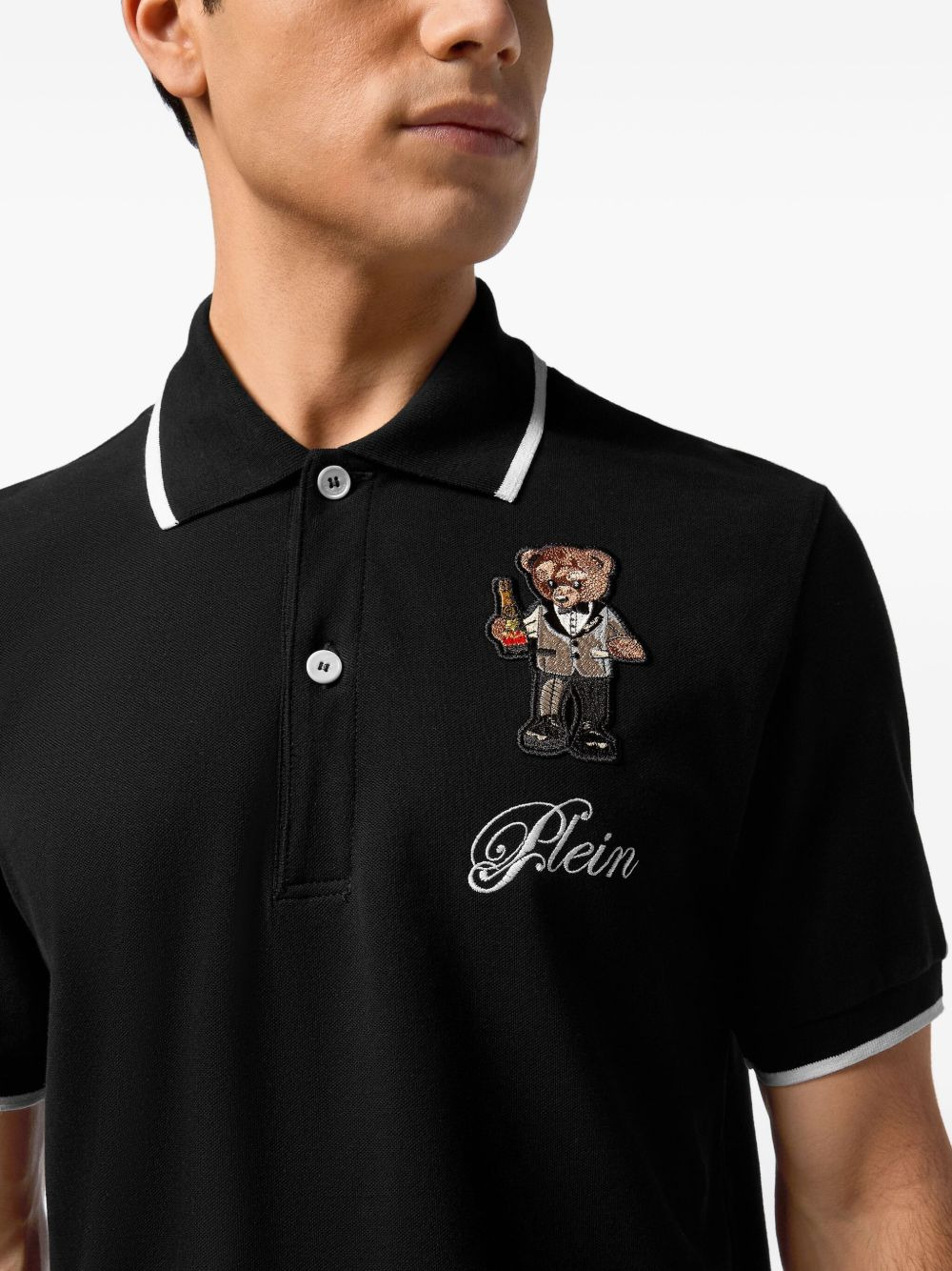 teddy bear-embroidered polo shirt - 4