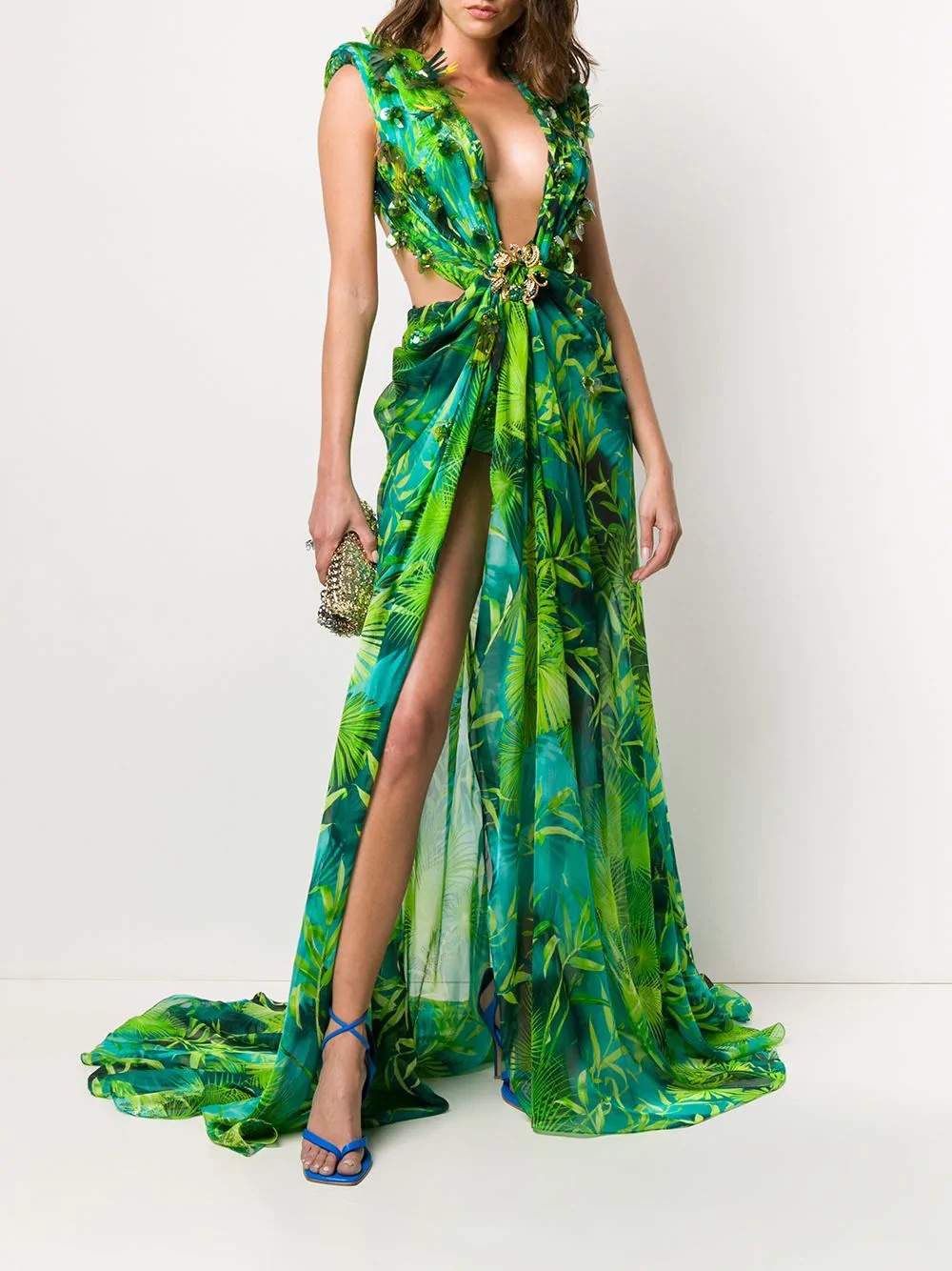 jungle print long dress - 2