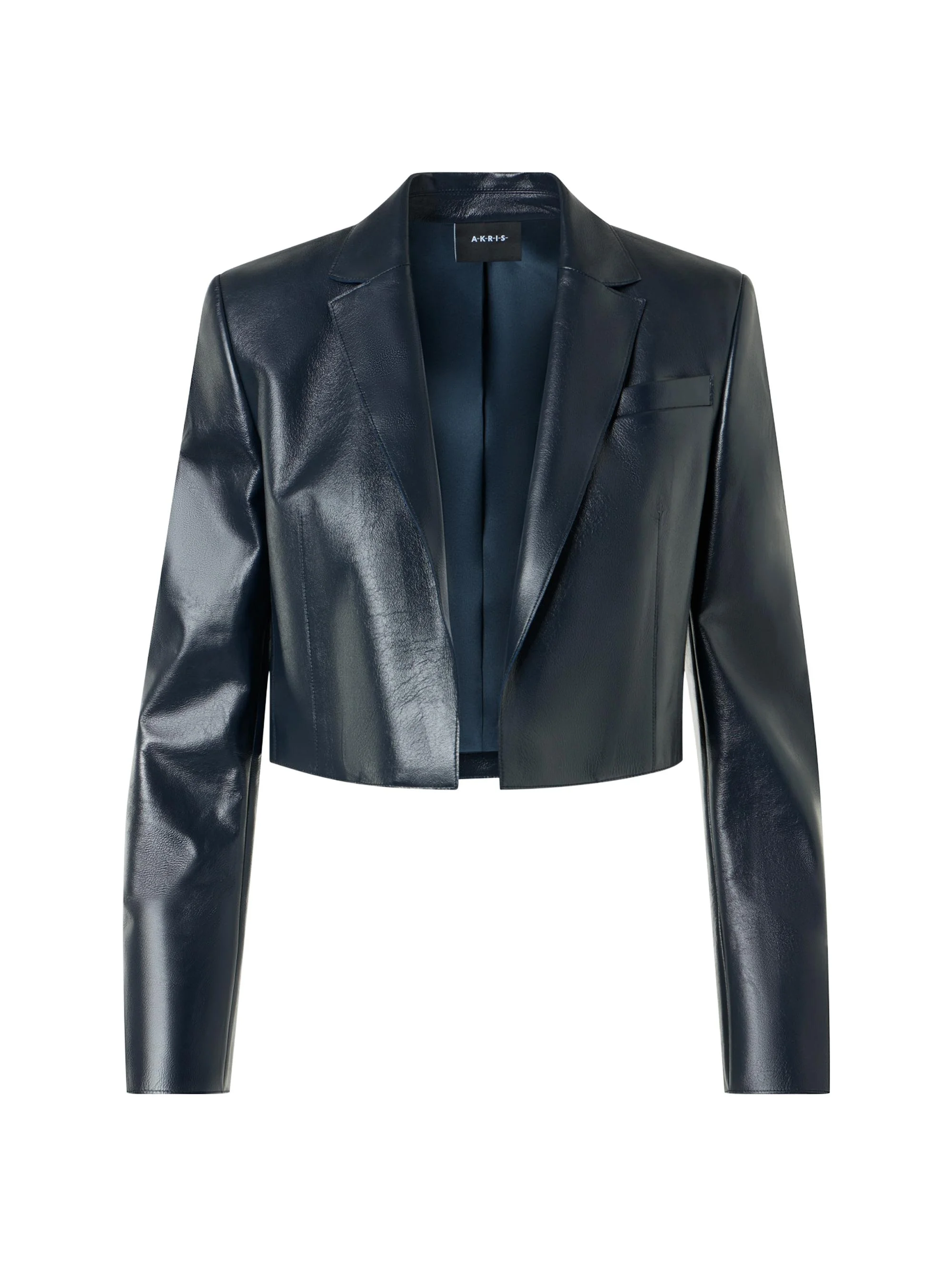 Women's Gian Leather Crop Jacket - Navy - 1