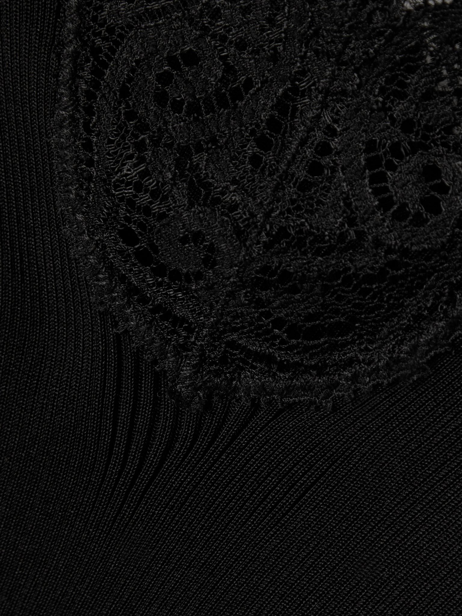 Lace-trimmed ribbed silk-jersey tank top Black - 5