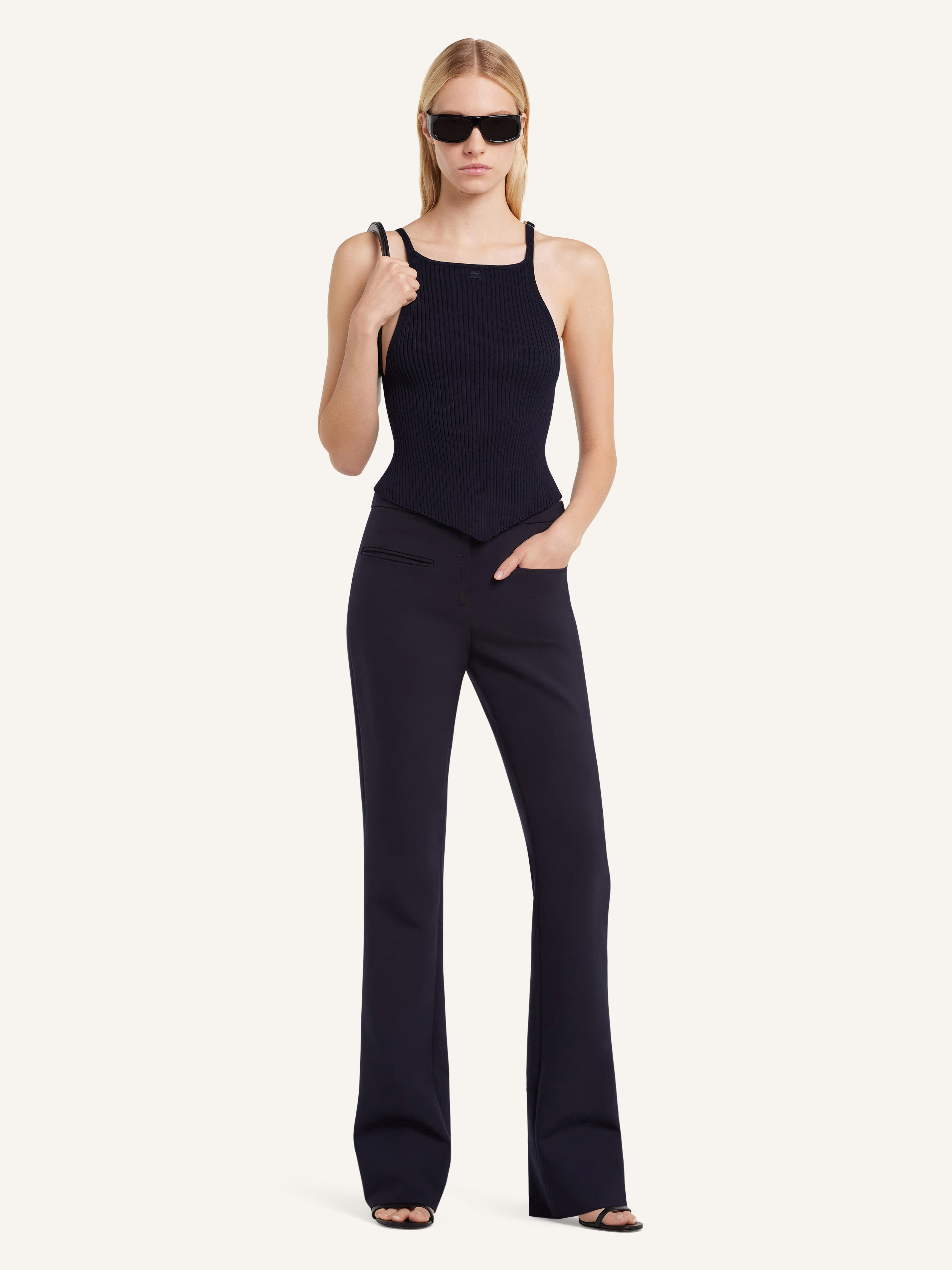 POINTY BUCKLE RIB KNIT TOP - 2