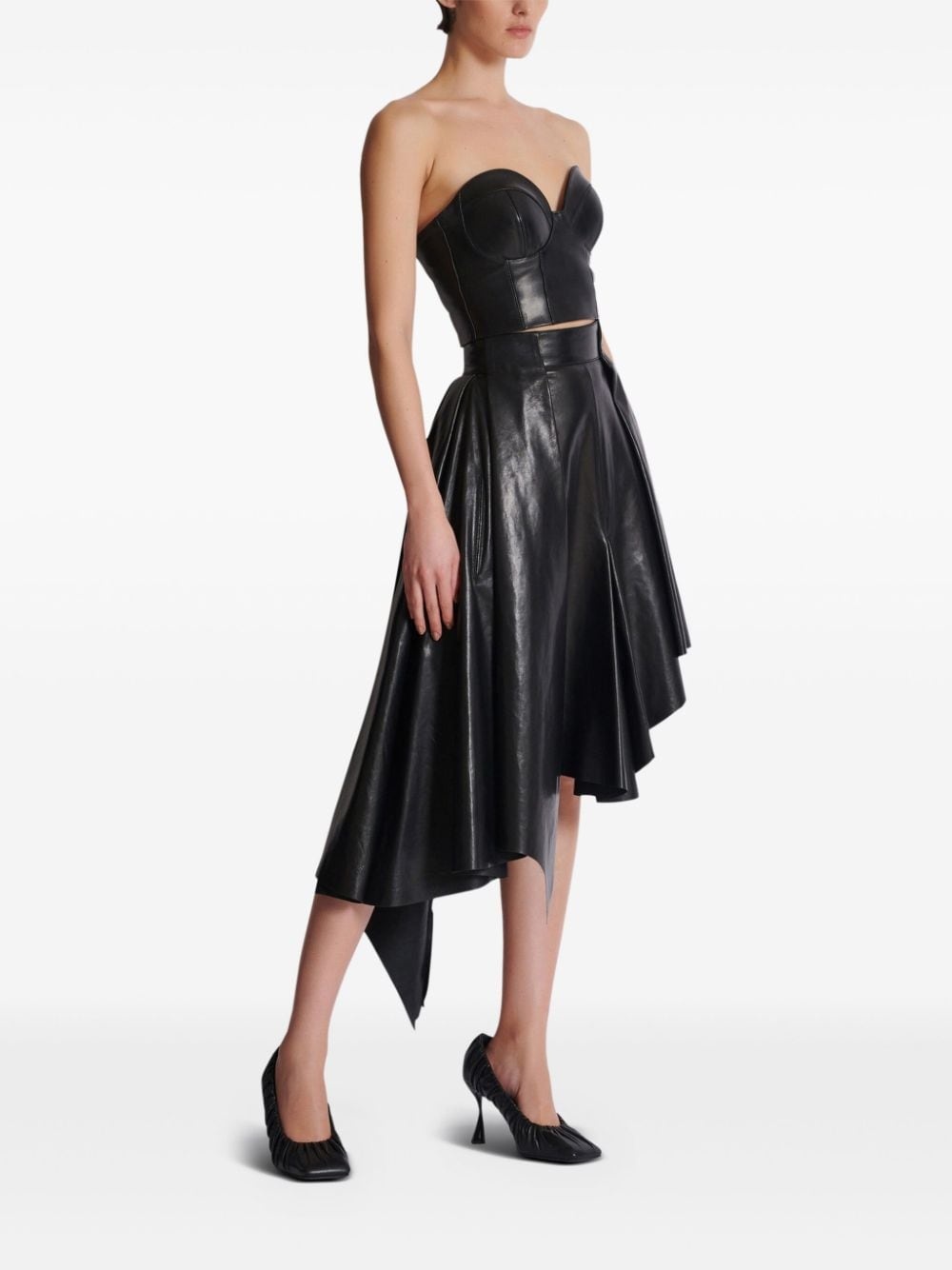 zip-up leather corset top - 3